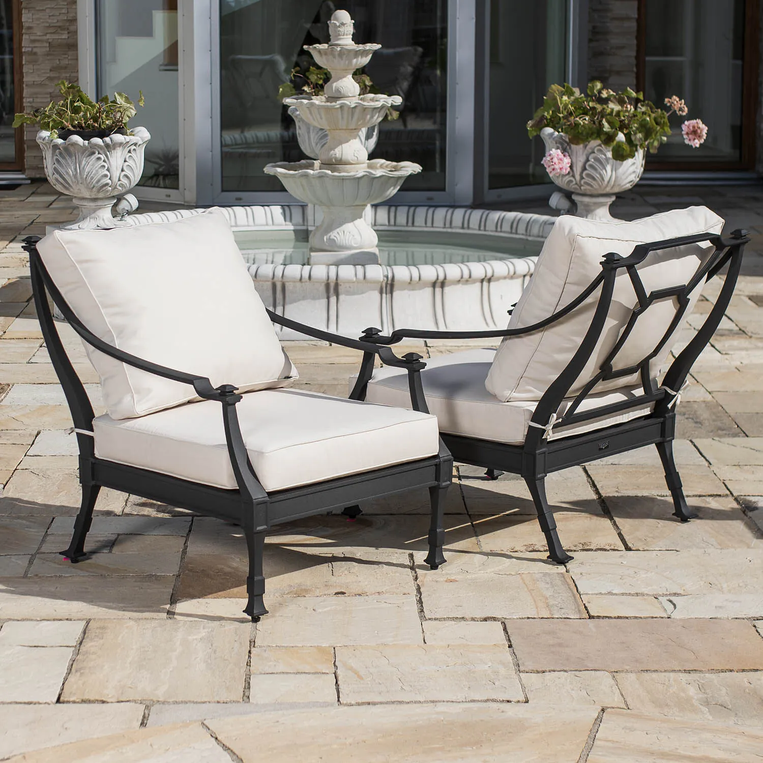 Loungefåtölj Svart 2-pack Aluminium St Tropez