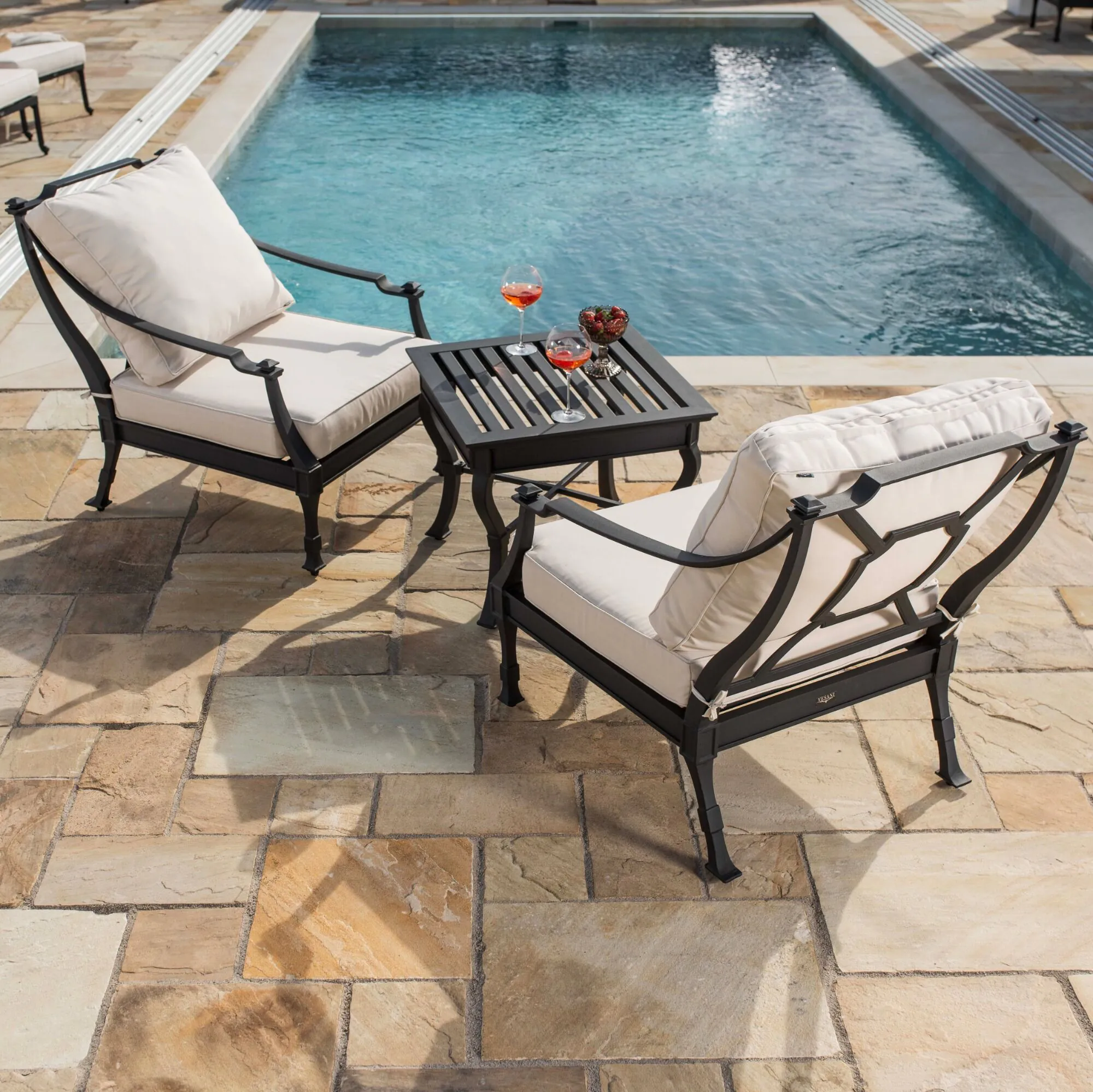 Loungefåtölj Svart 2-pack Aluminium St Tropez