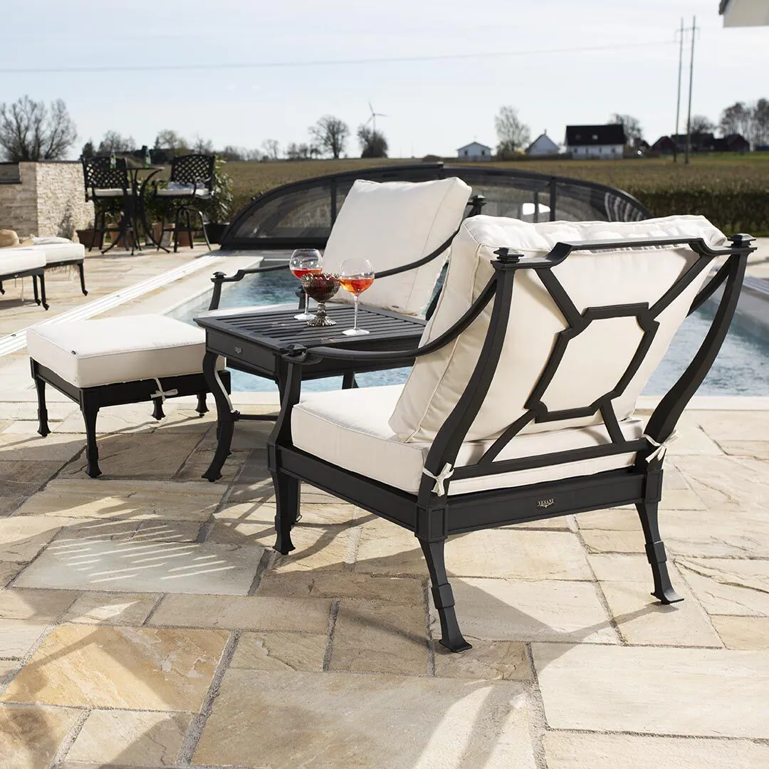 Loungefåtölj Svart 2-pack Aluminium St Tropez