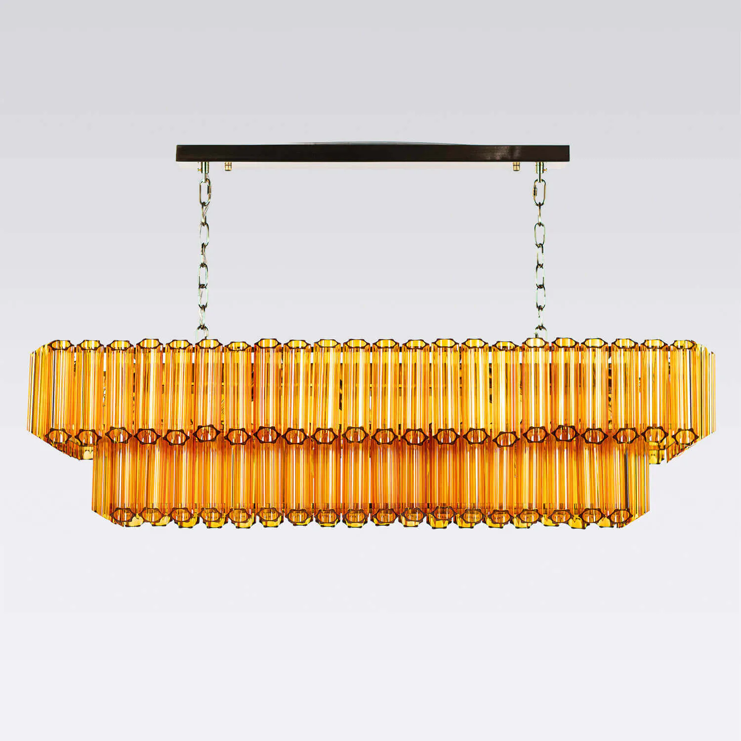 Avlång Kristallkrona 120cm Bärnsten/Mässing - Verona