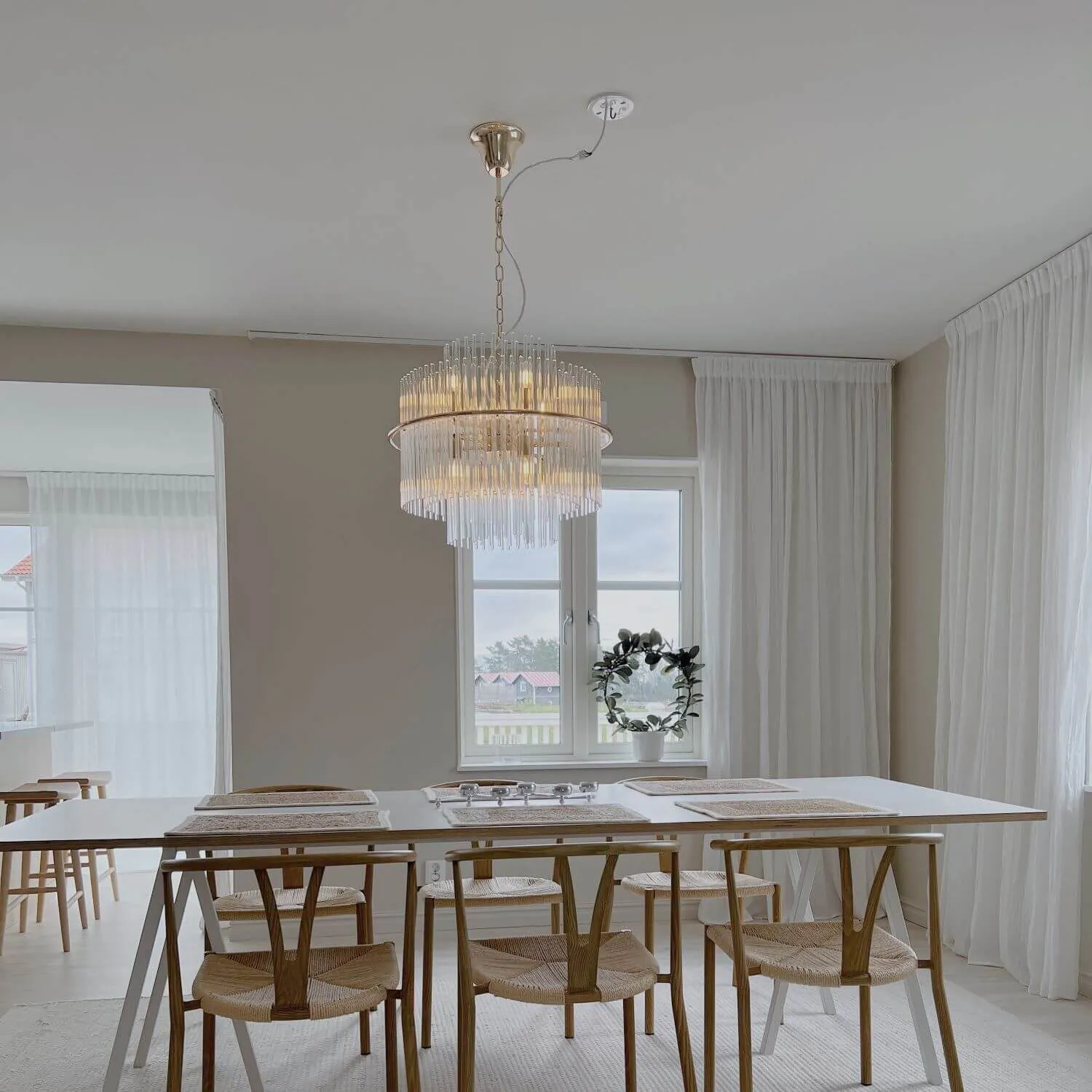 Taklampa Kristall Ø60cm Milan Guld