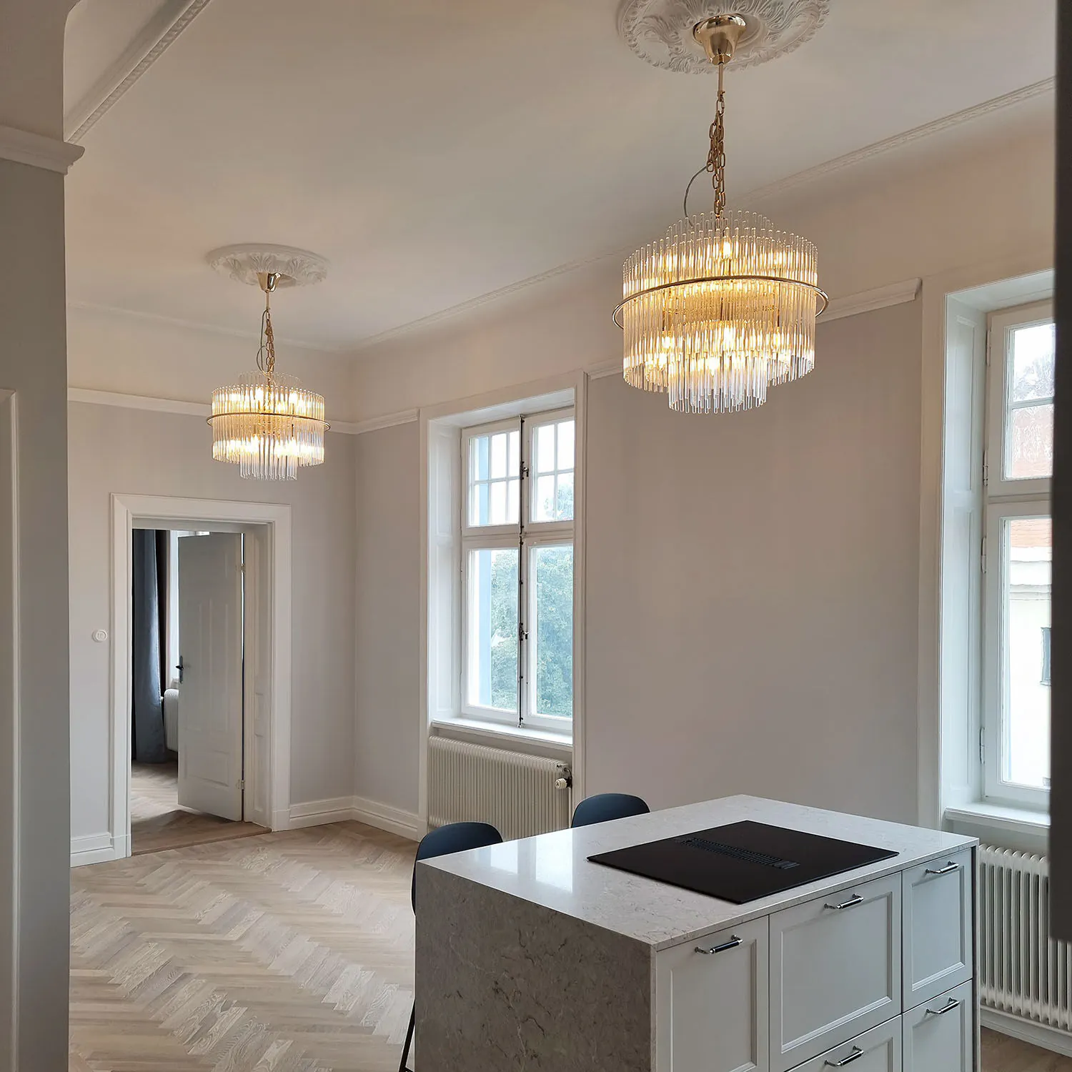 Taklampa Kristall Ø60cm Milan Guld