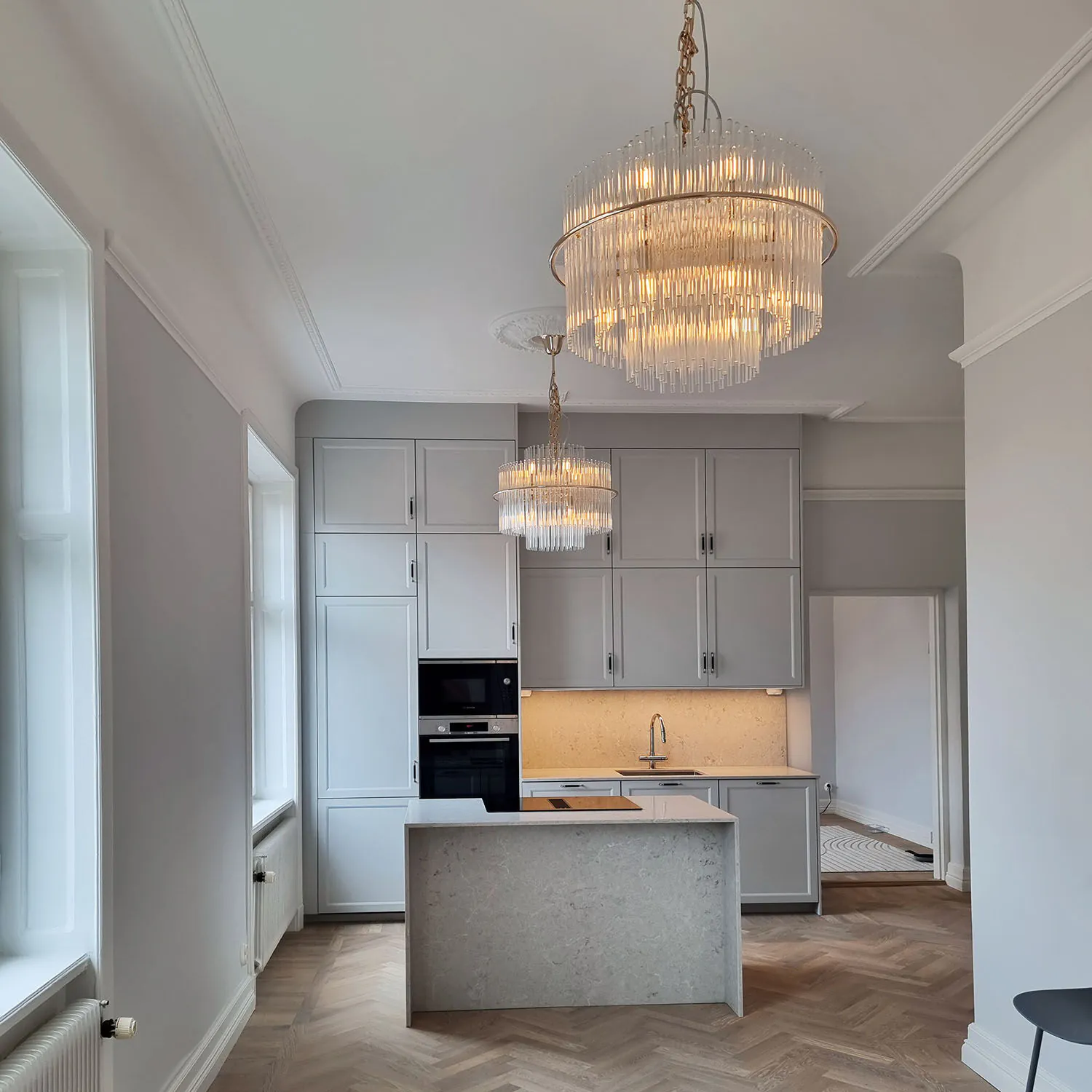 Taklampa Kristall Ø60cm Milan Guld