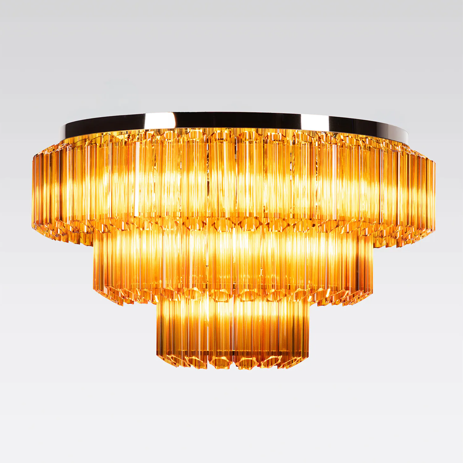 Kristallplafond 80cm Bärnsten/Krom - Verona