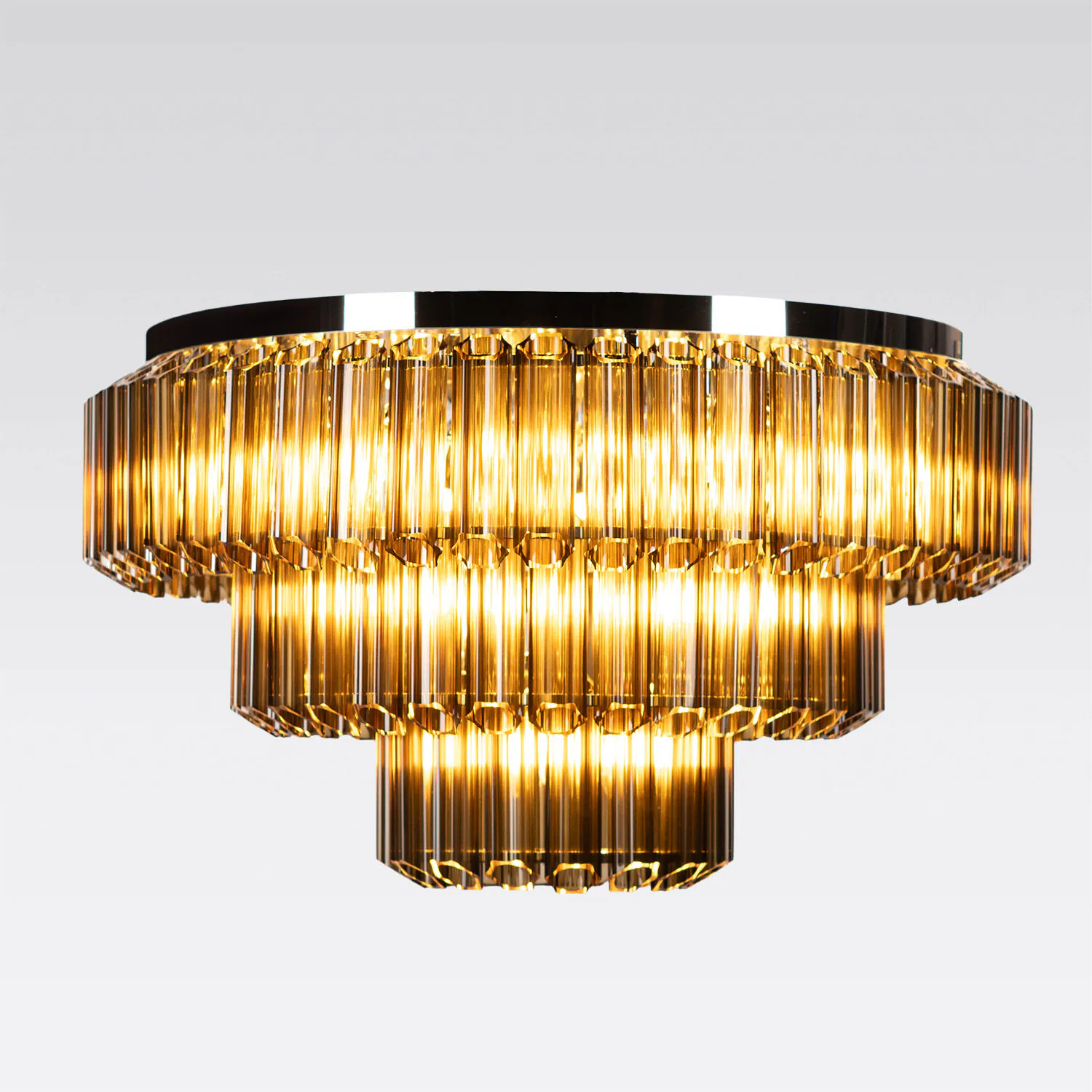 Kristallplafond 80cm Cognac/Krom - Verona