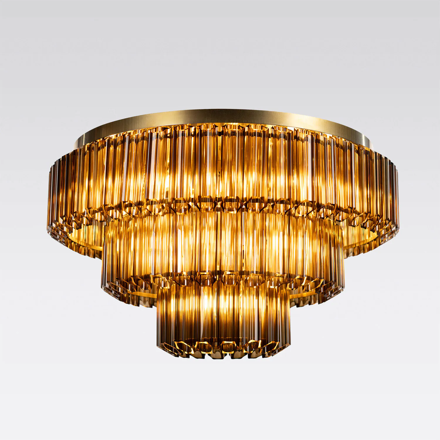 Kristallplafond 80cm Cognac/Mässing - Verona