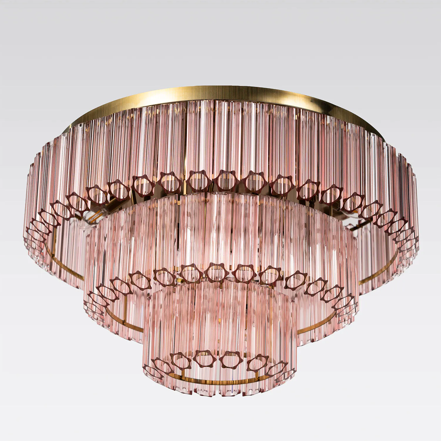 Kristallplafond 80cm Rosa/Mässing - Verona