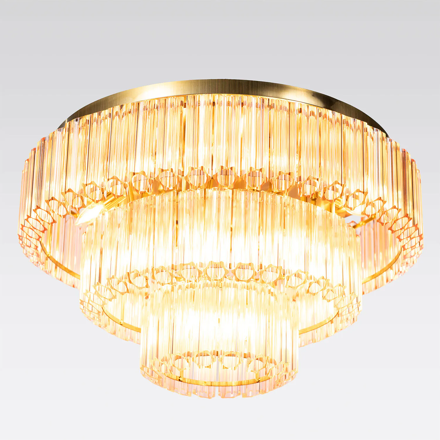 Kristallplafond 80cm Rosa/Mässing - Verona
