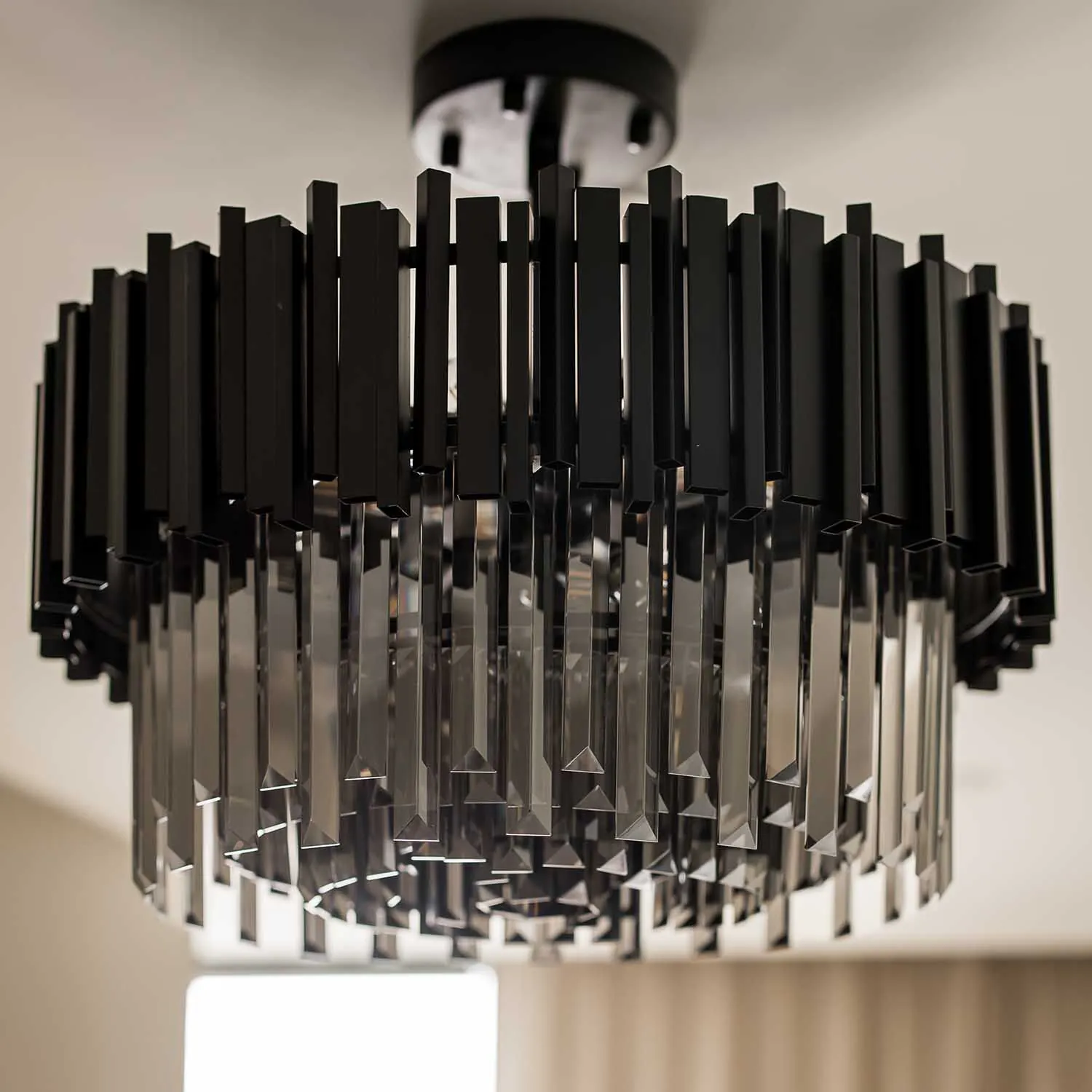 Kristall Lampa Ø55cm Svart Kristall - Monaco