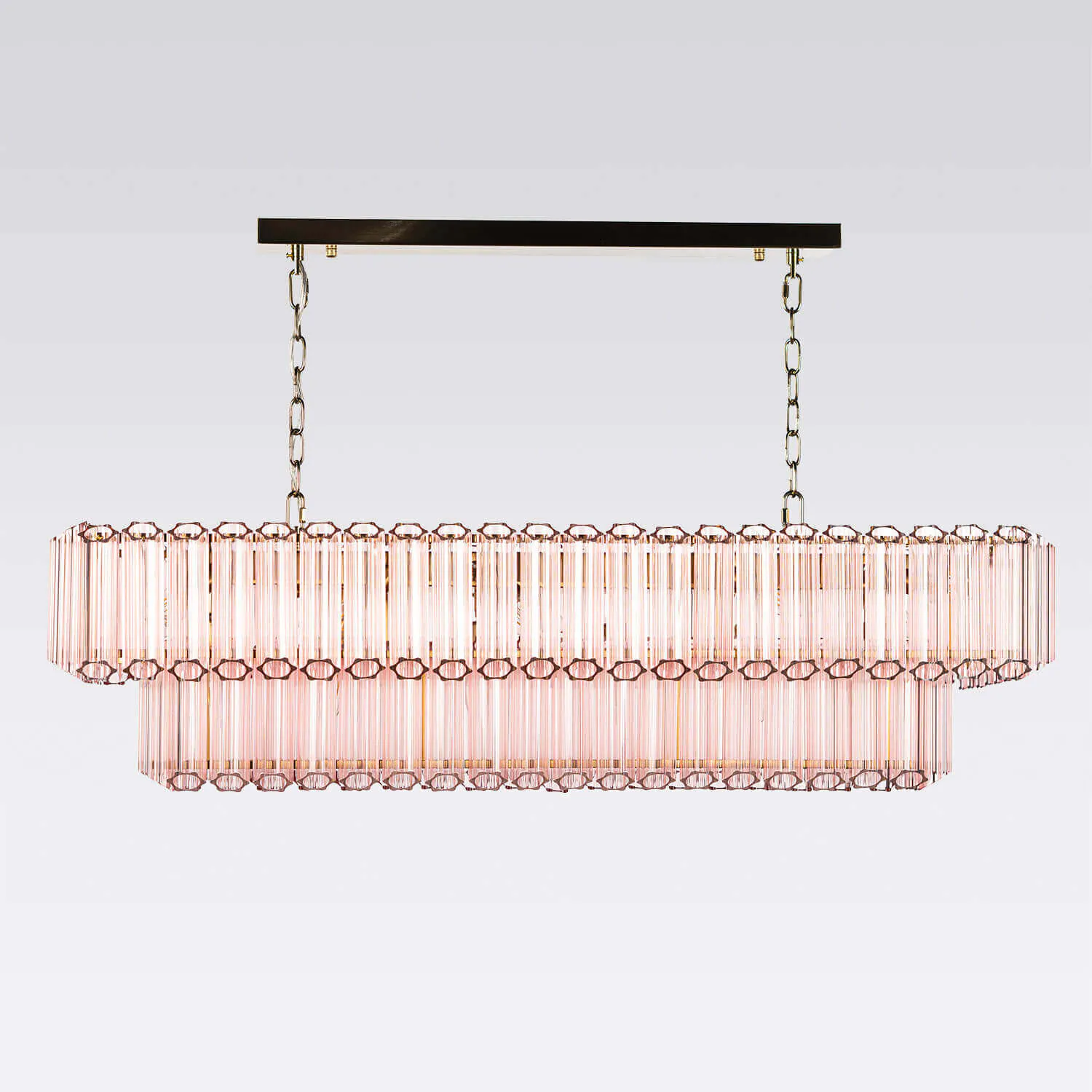Avlång Kristallkrona 120cm Rosa/Mässing - Verona