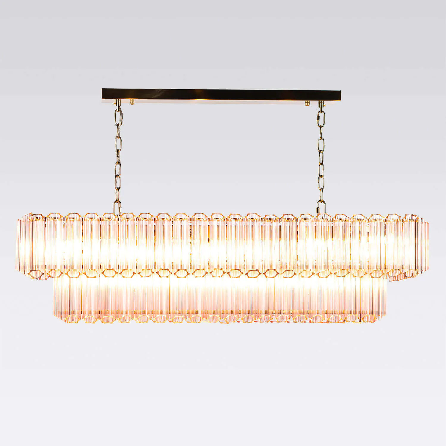Avlång Kristallkrona 120cm Rosa/Mässing - Verona