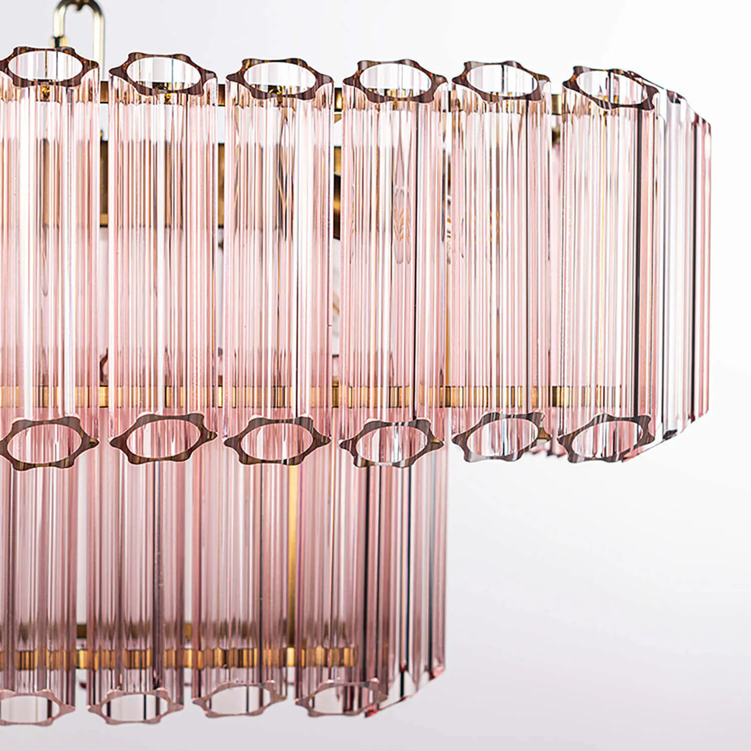 Avlång Kristallkrona 120cm Rosa/Mässing - Verona