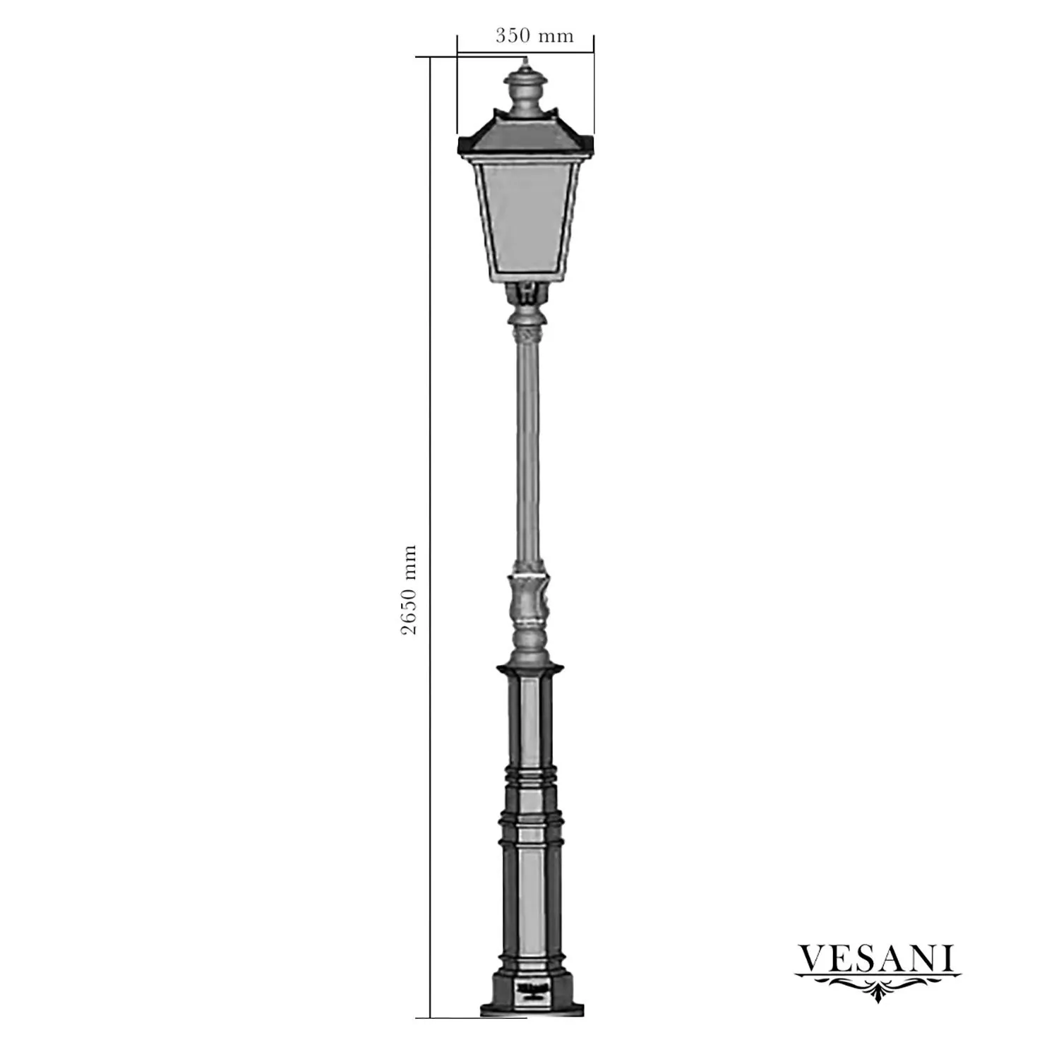 Klassisk lyktstolpe gjutjärn H260cm - Birmingham