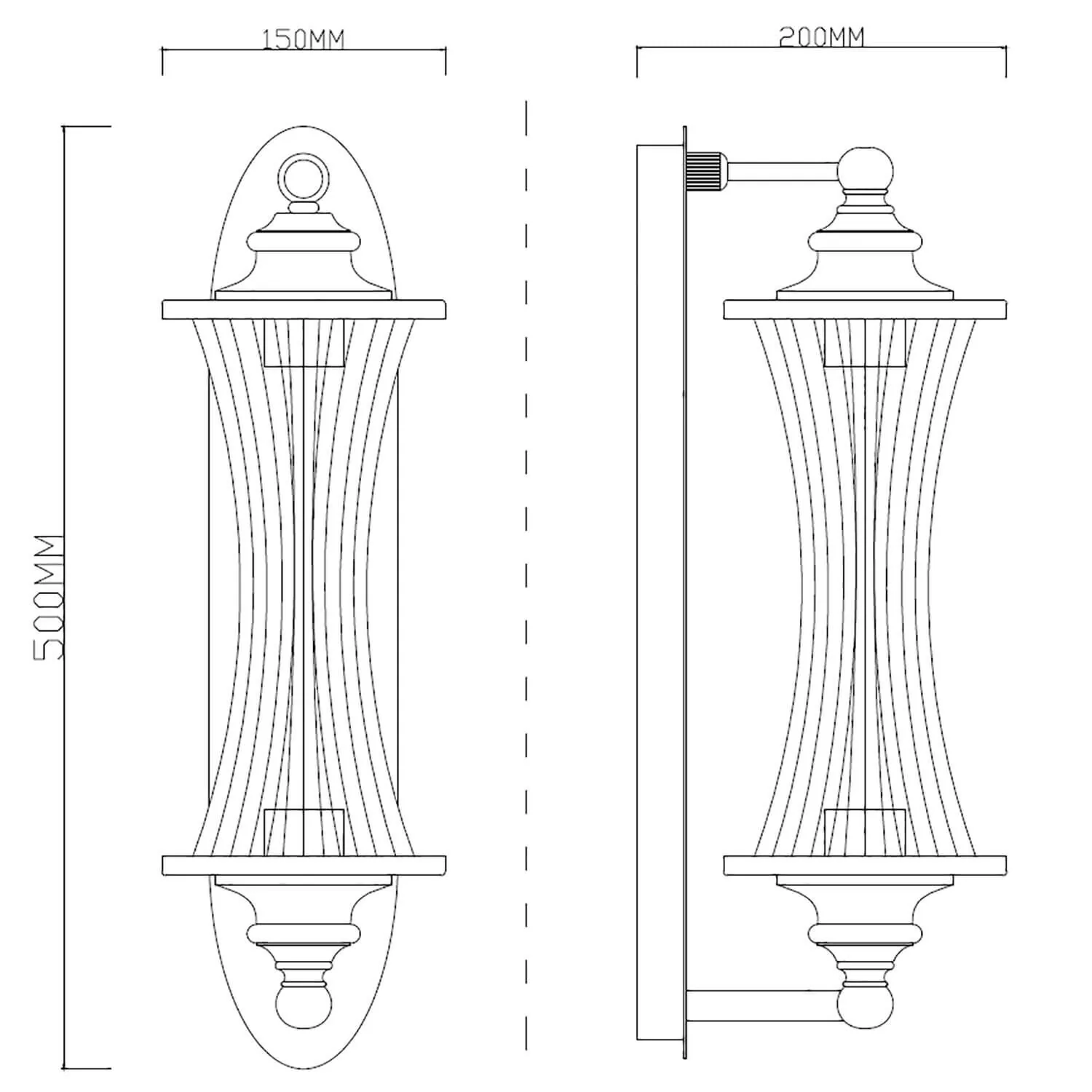 Vägglampa Utomhus Gammaldags Svart H51cm - Liverpool