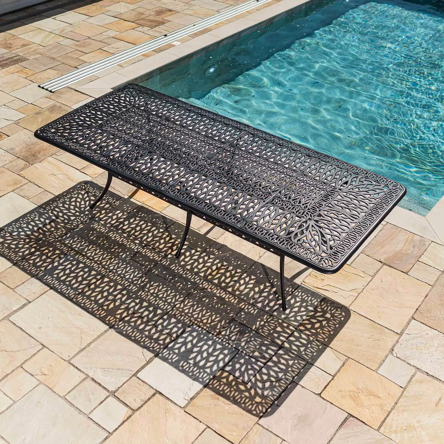 Matgrupp Utomhus 10 stolar Svart Aluminium - Toscana 280cm