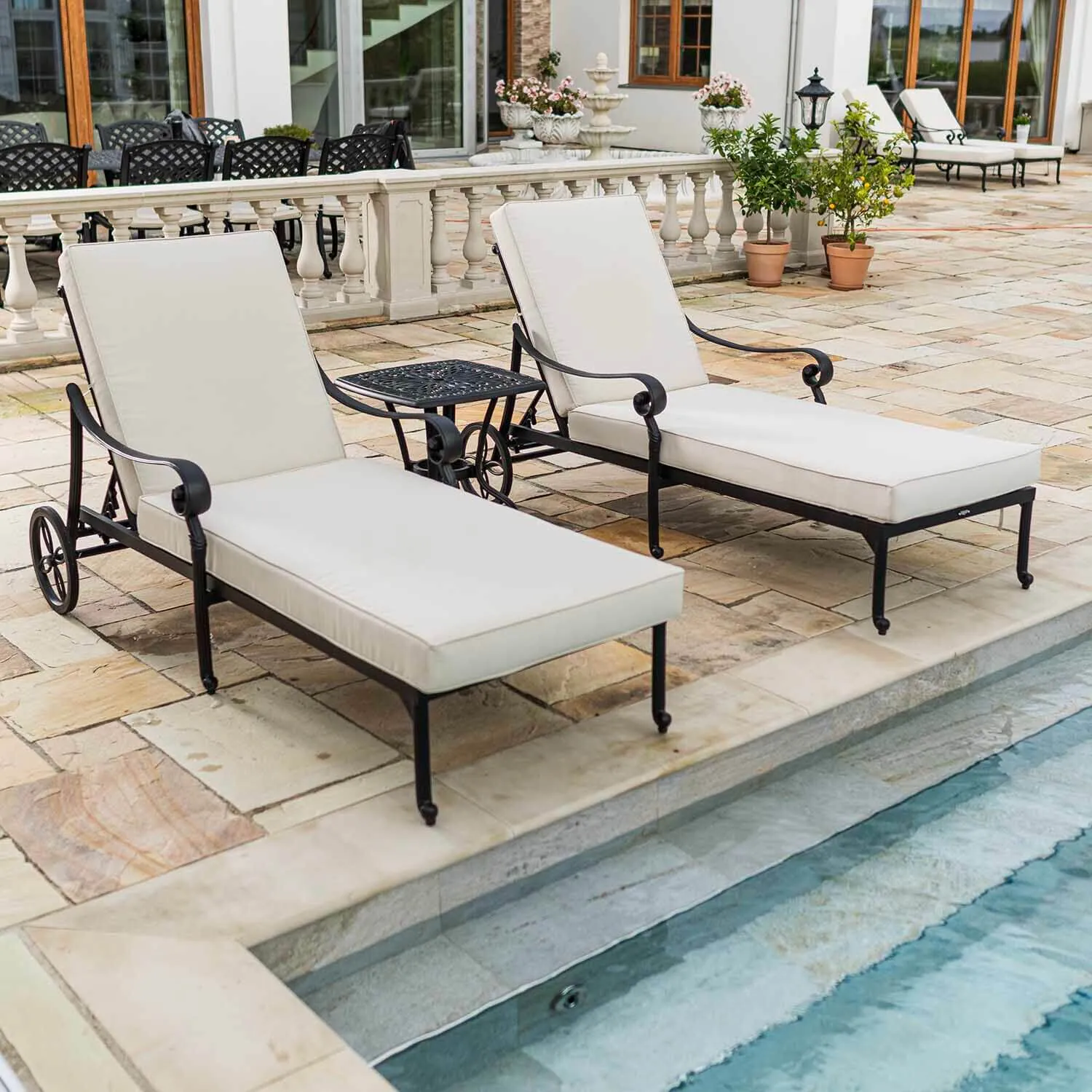 2-Pack Solsängar med Bord - Toscana