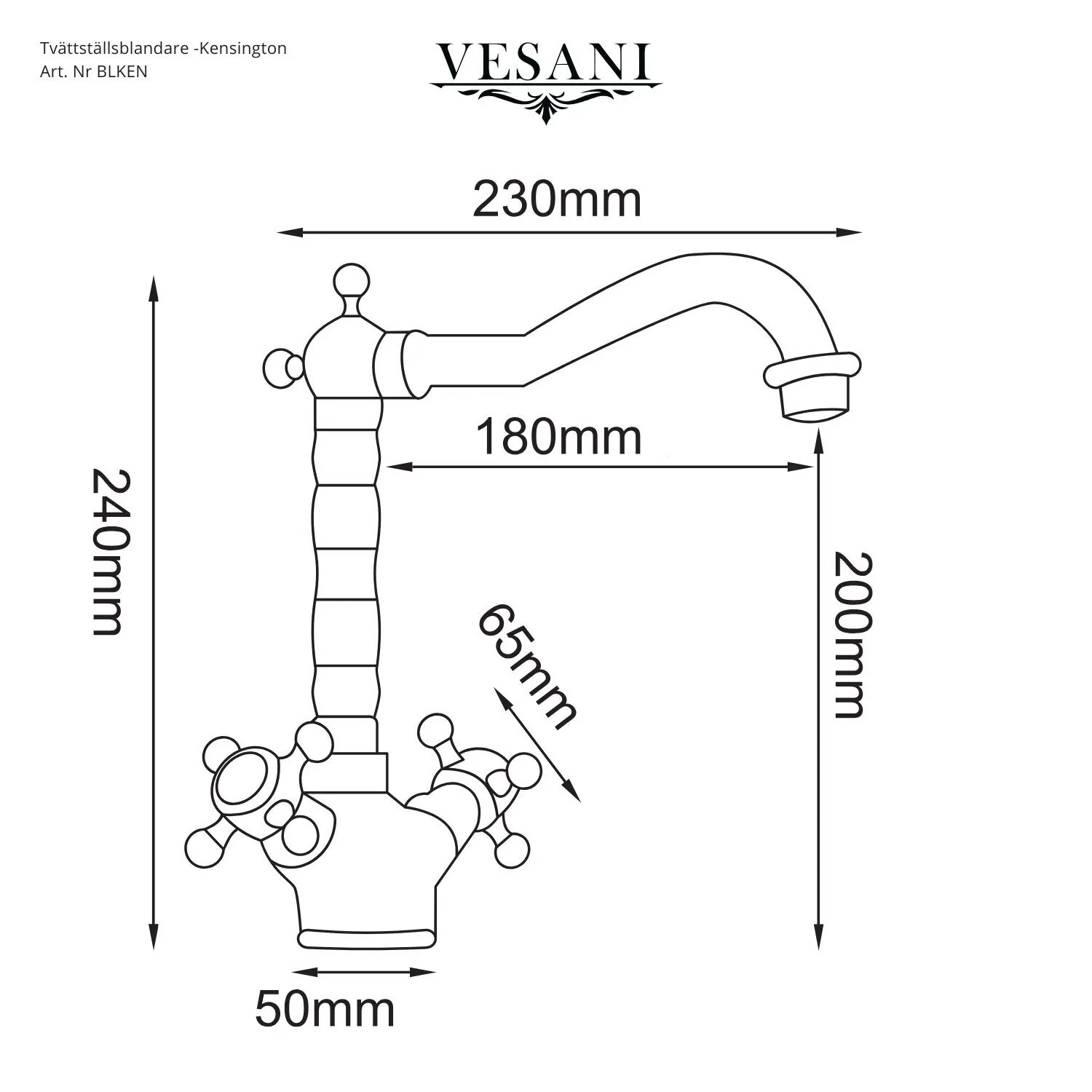 Tvättställsblandare Krom - Kensington