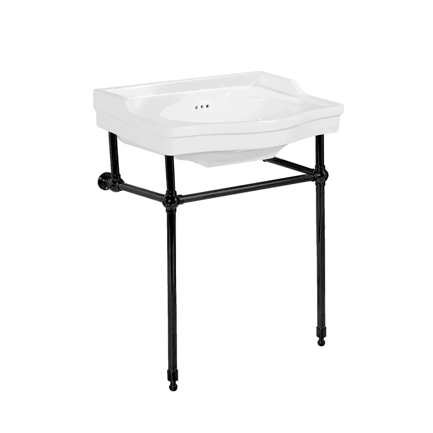Windsor Klassiskt tvättställ med vitt handfat och metallben i svart. Storlek 63 cm. 