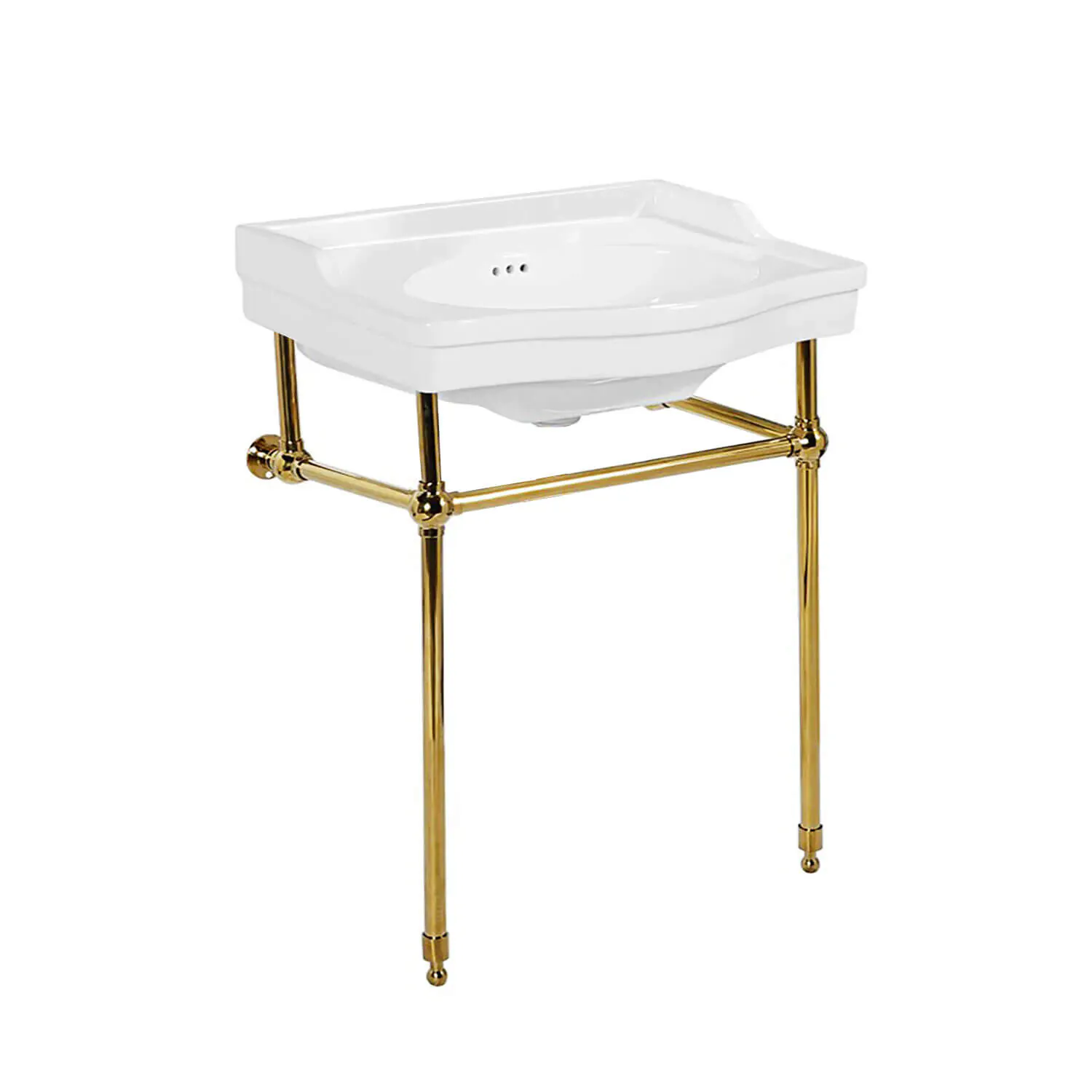 Windsor klassiskt tvättställ i 63cm med metallben i guld. 