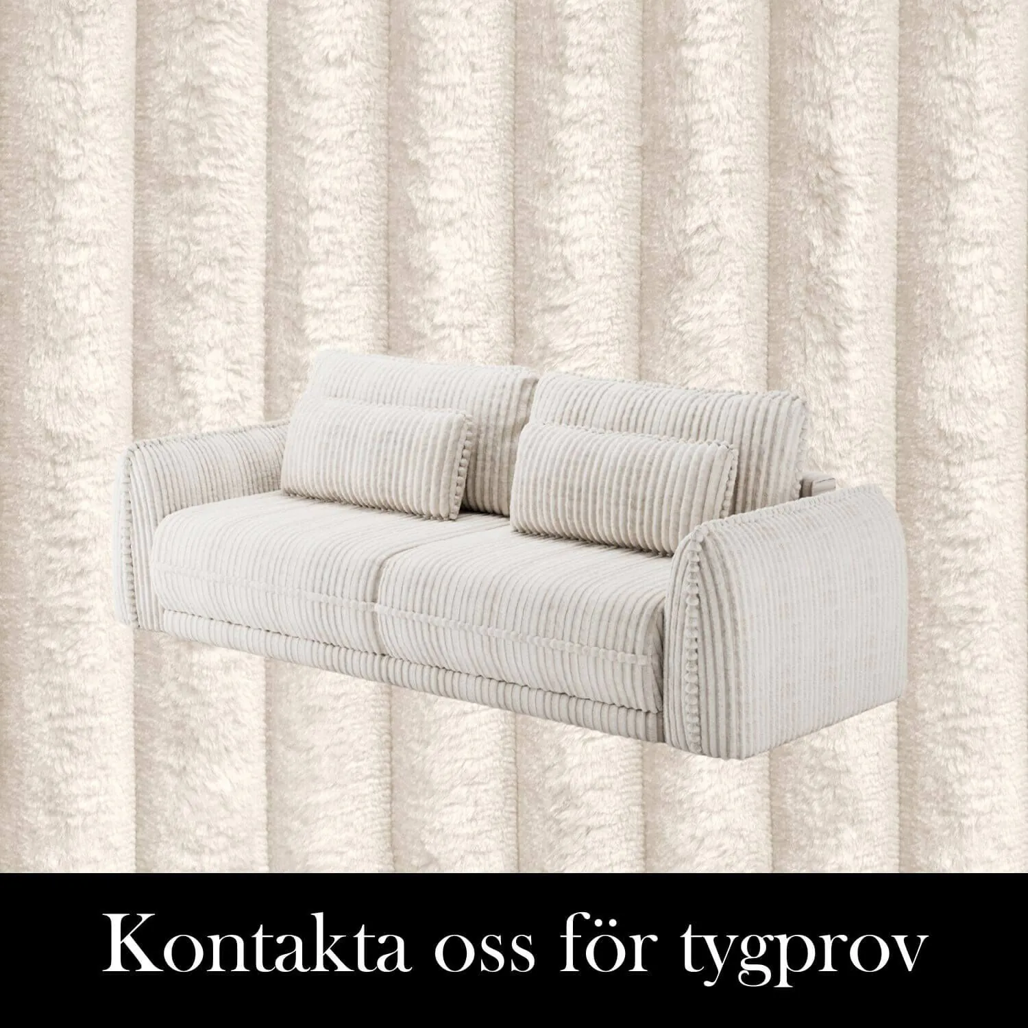 Soffa 3-sits 253cm Fluffig Vit - Stockholm