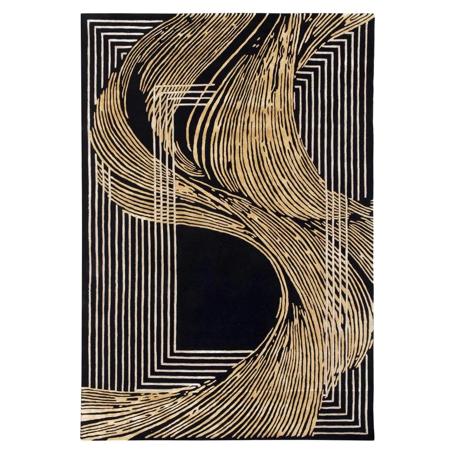 Svart Mönstrad Matta 160x230cm - Golden Wind