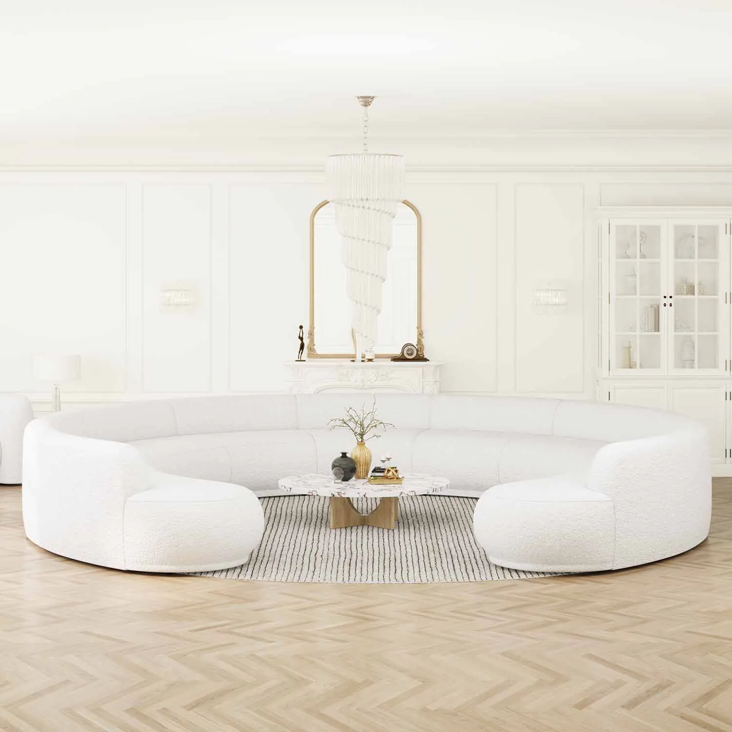 U-Modulsoffa 520cm Vit Boucle - Bel Air