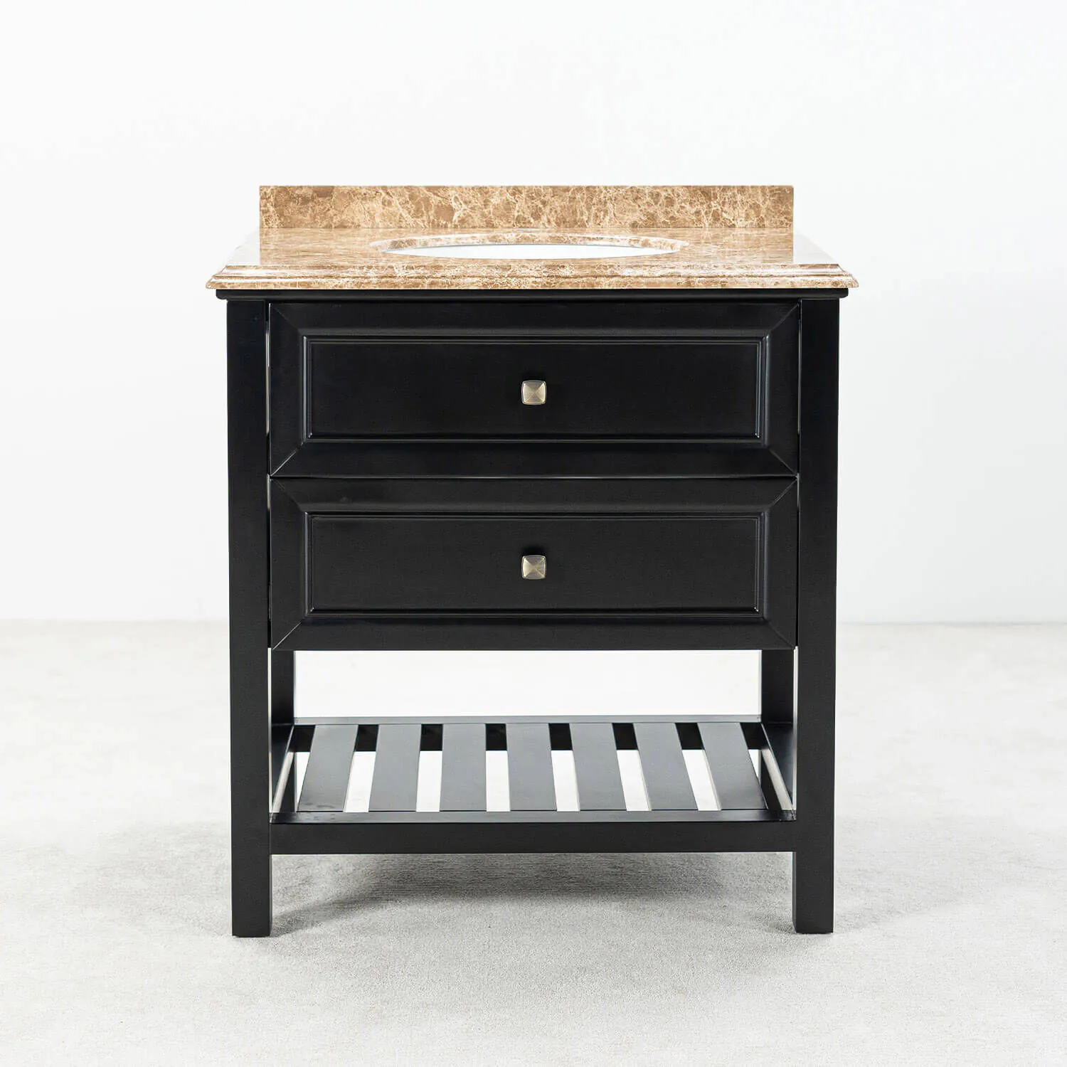 Kommod Badrum 80cm Svart Utah - Beige Marmor