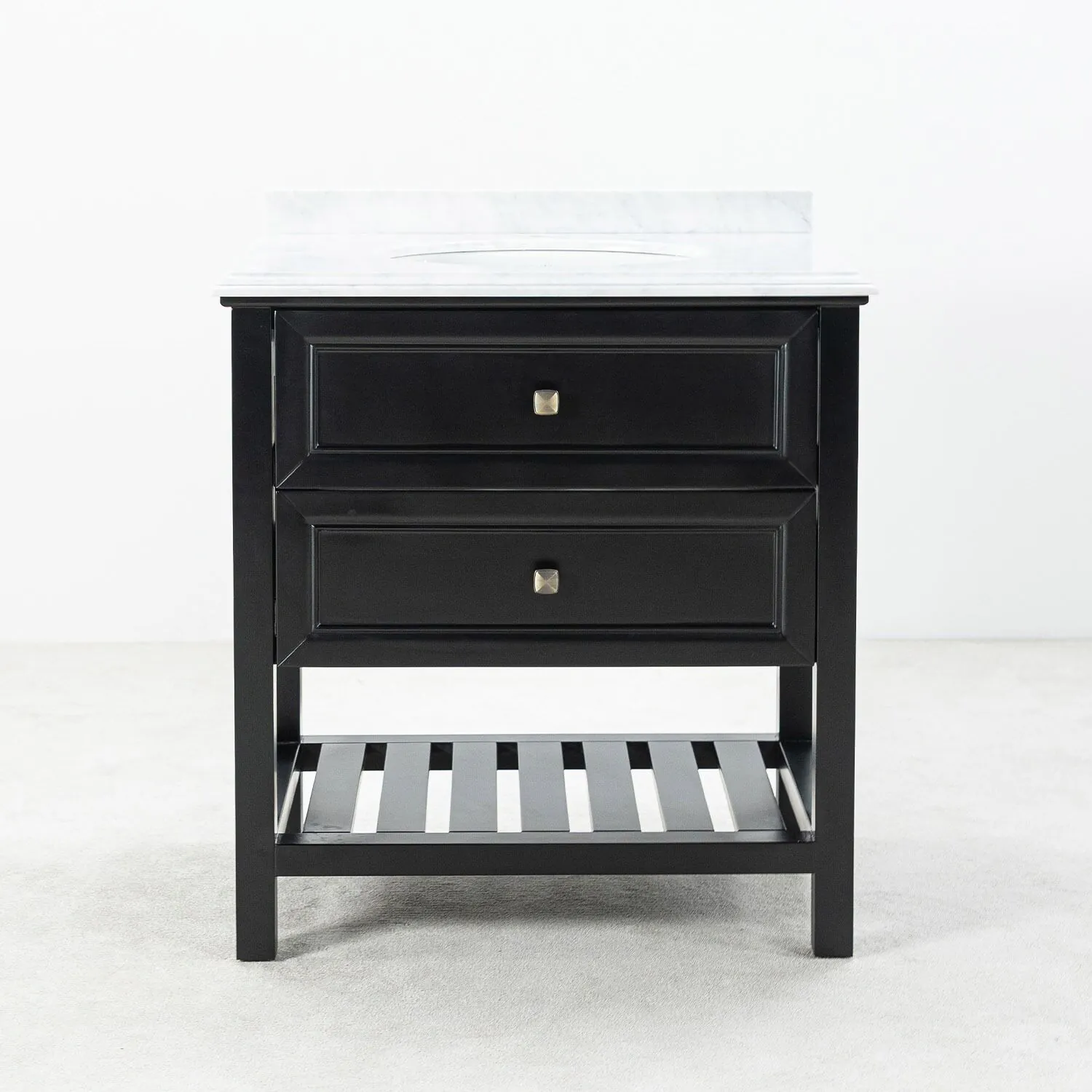 Kommod Badrum 80cm Svart Utah - Vit Marmor