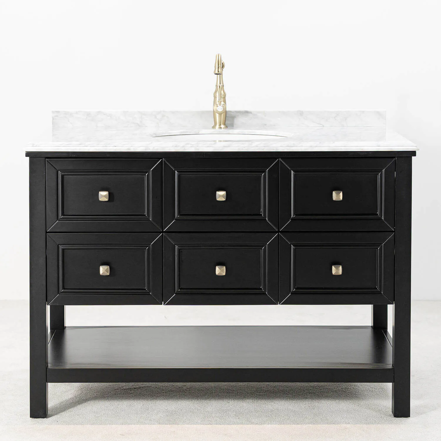 Kommod Badrum 120cm Utah Svart - Vit Marmor