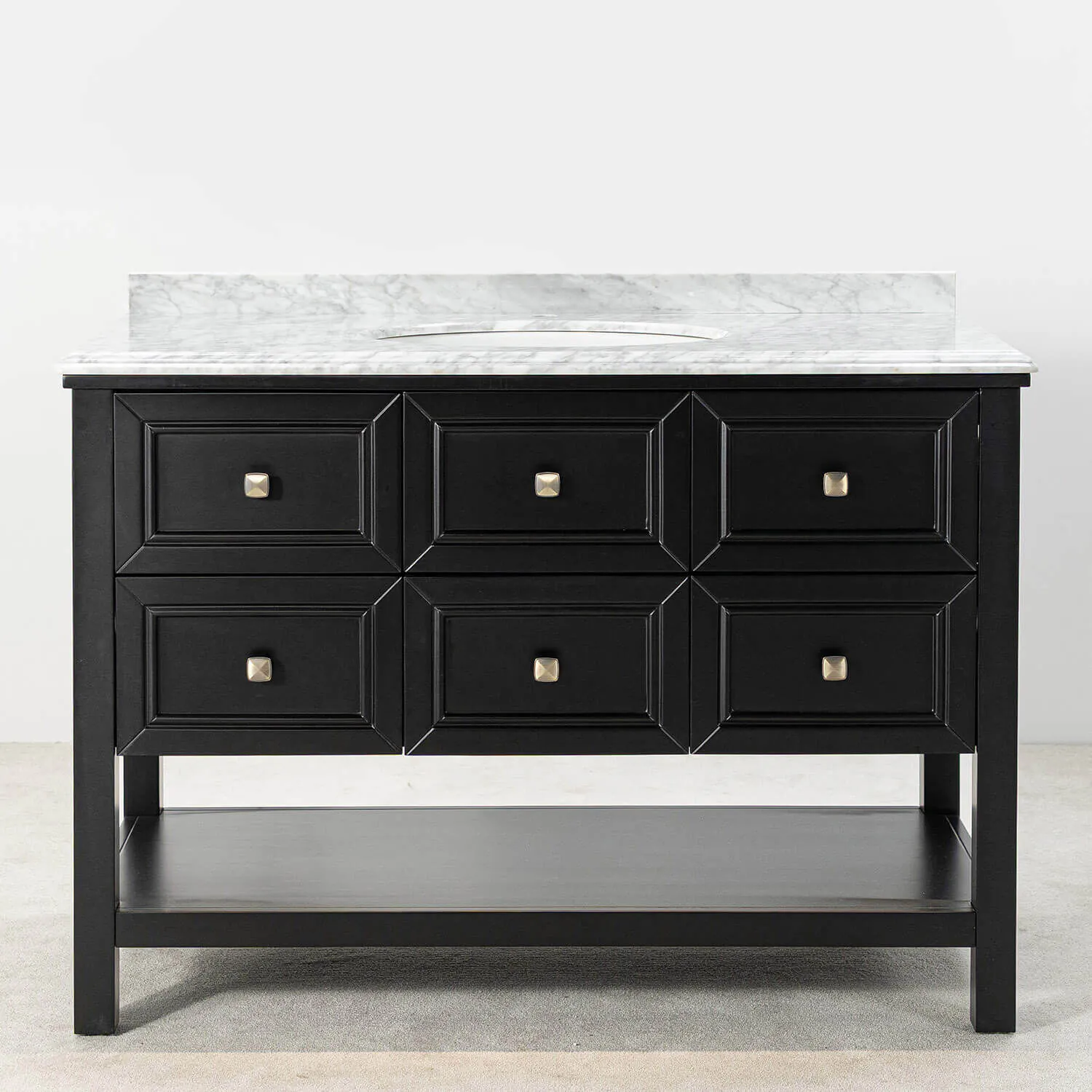 Kommod Badrum 120cm Utah Svart - Vit Marmor