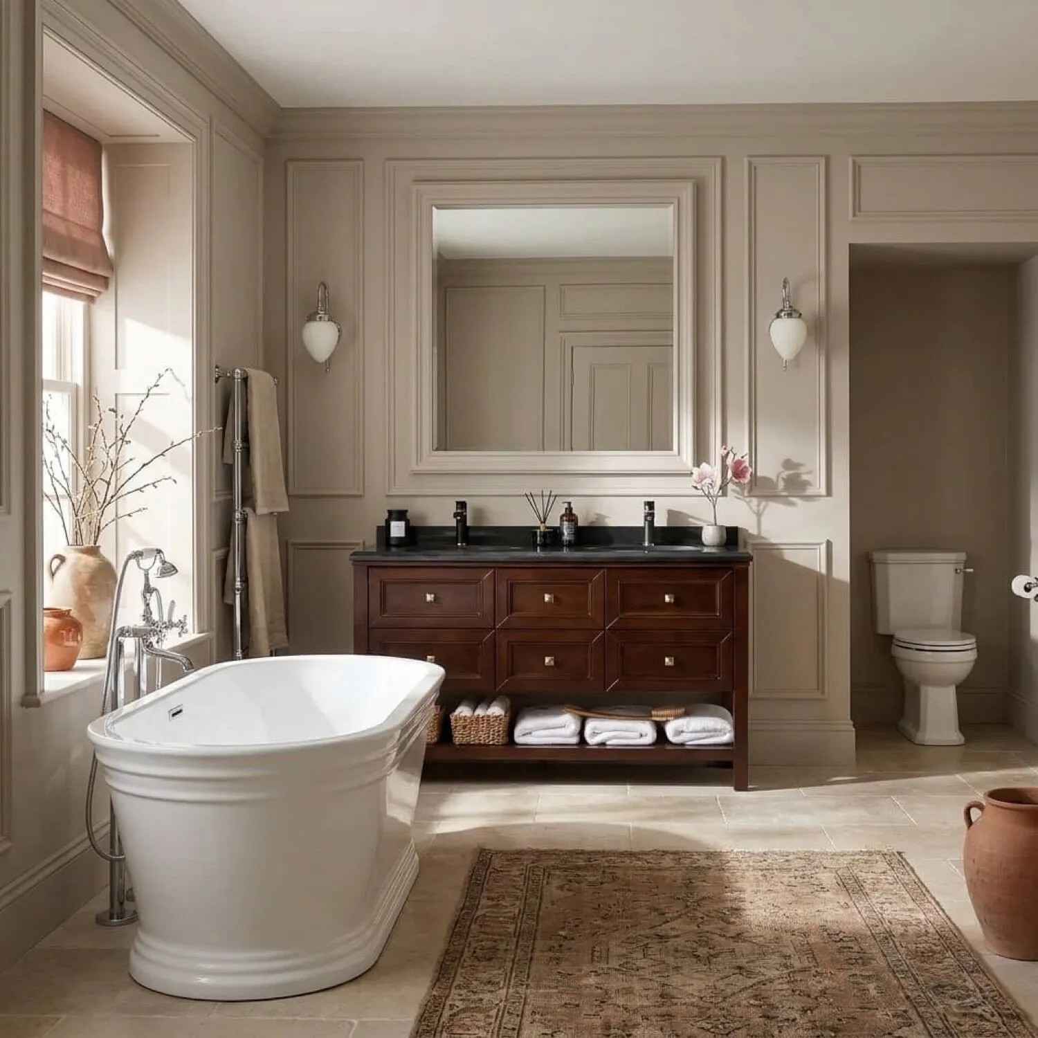 Dubbel Kommod Badrum 140cm Utah Brun - Svart Granit