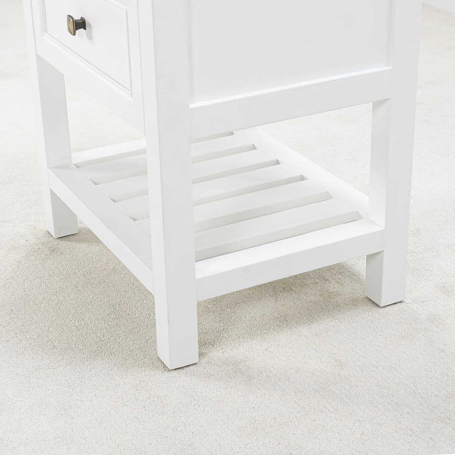 Kommod Badrum 60cm Vit Utah - Beige Marmor