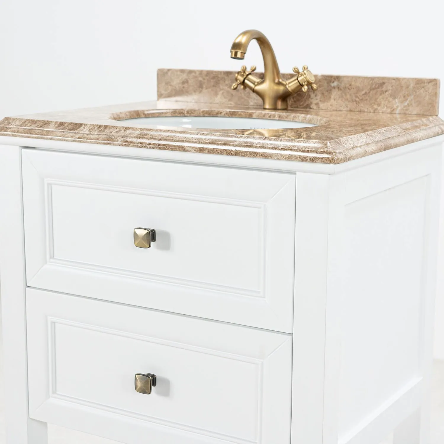 Kommod Badrum 60cm Vit Utah - Beige Marmor