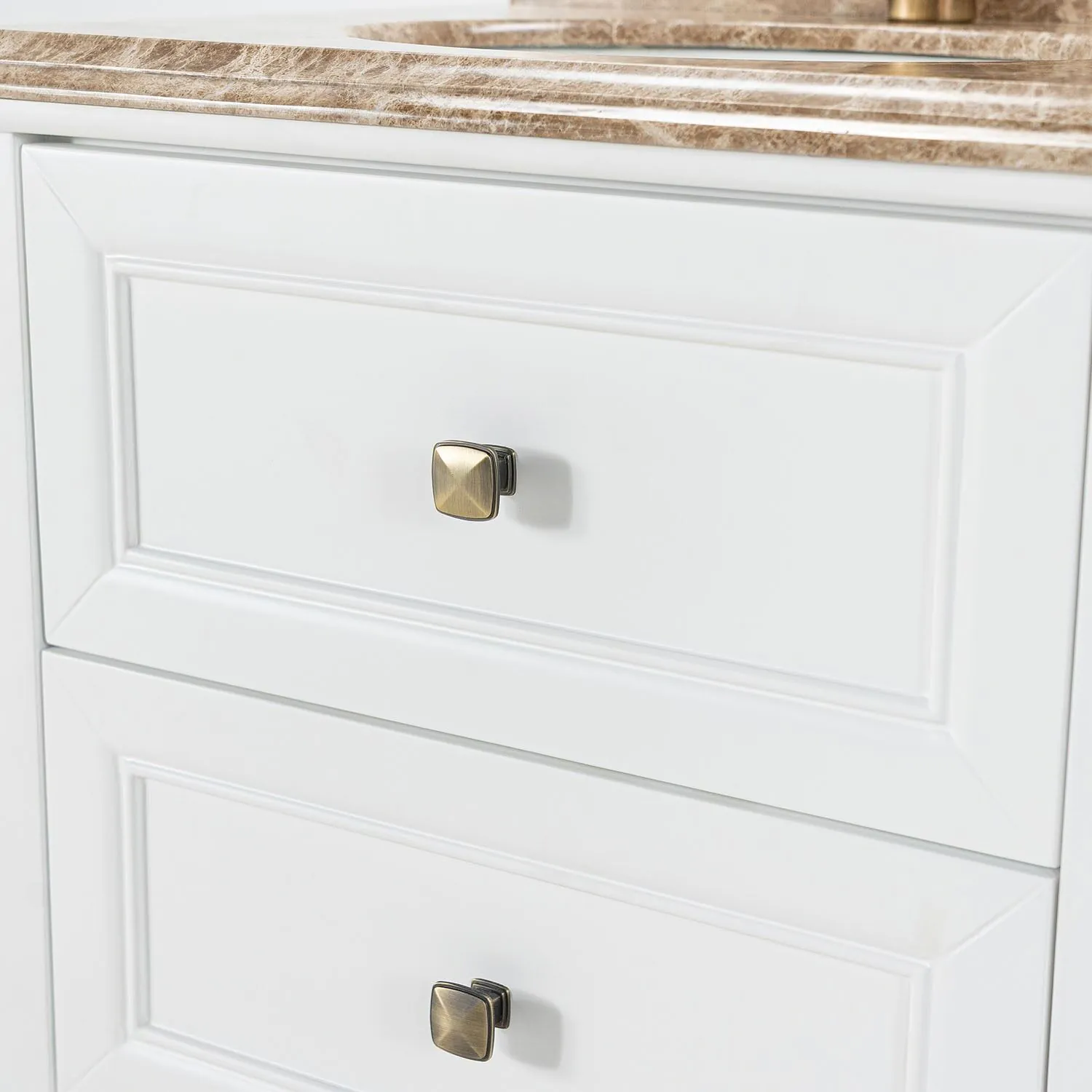 Kommod Badrum 60cm Vit Utah - Beige Marmor