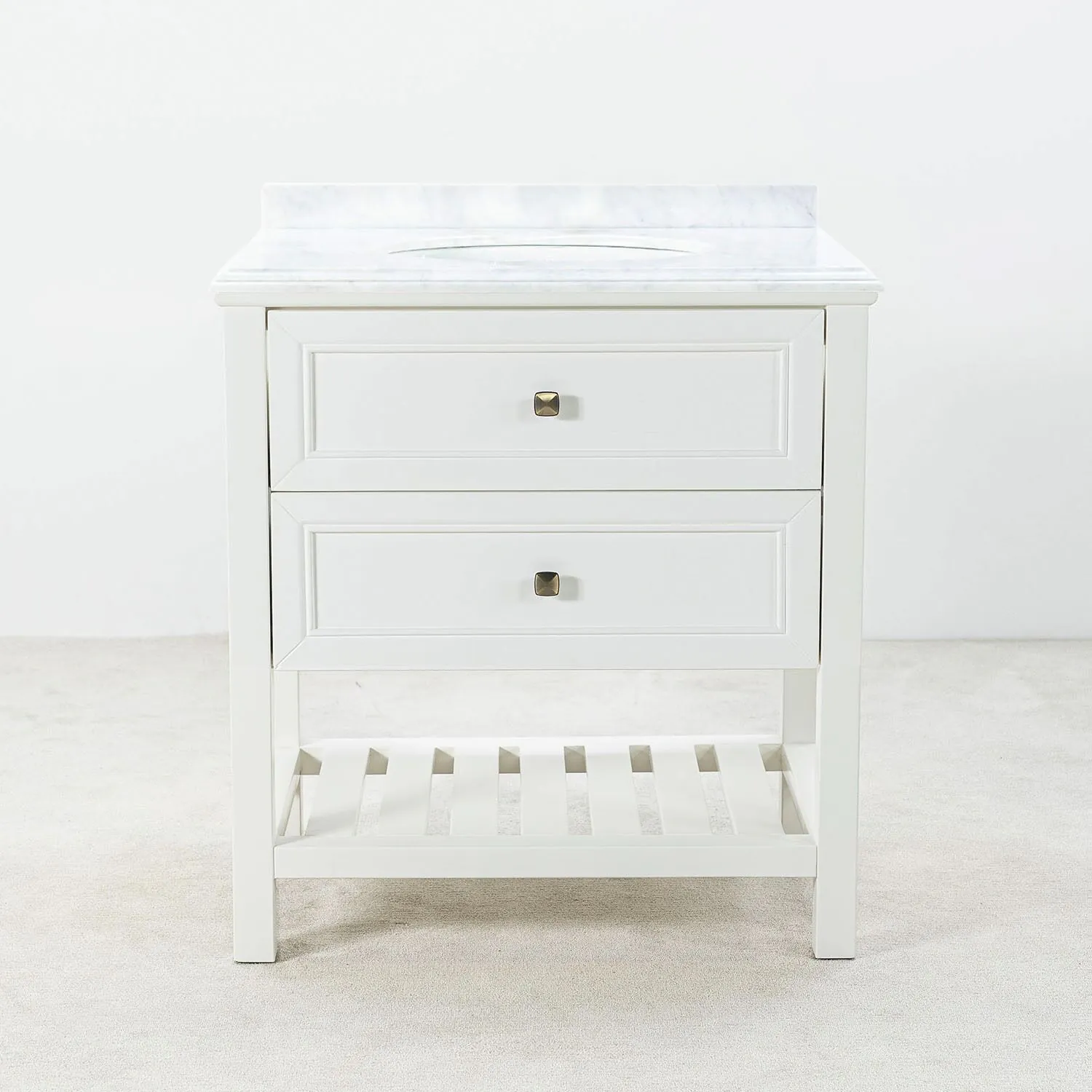 Kommod Badrum 80cm Utah Vit - Vit Marmor