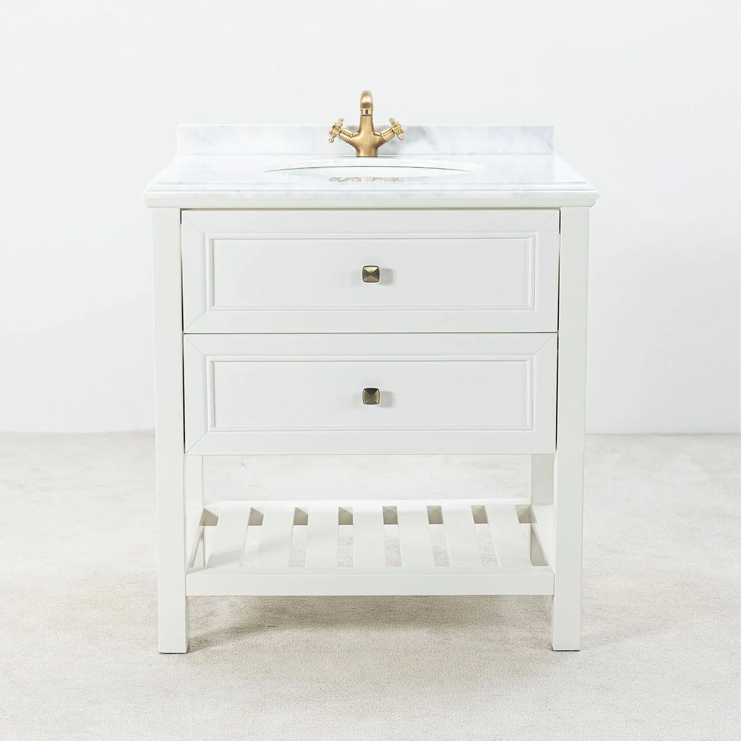 Kommod Badrum 80cm Utah Vit - Vit Marmor