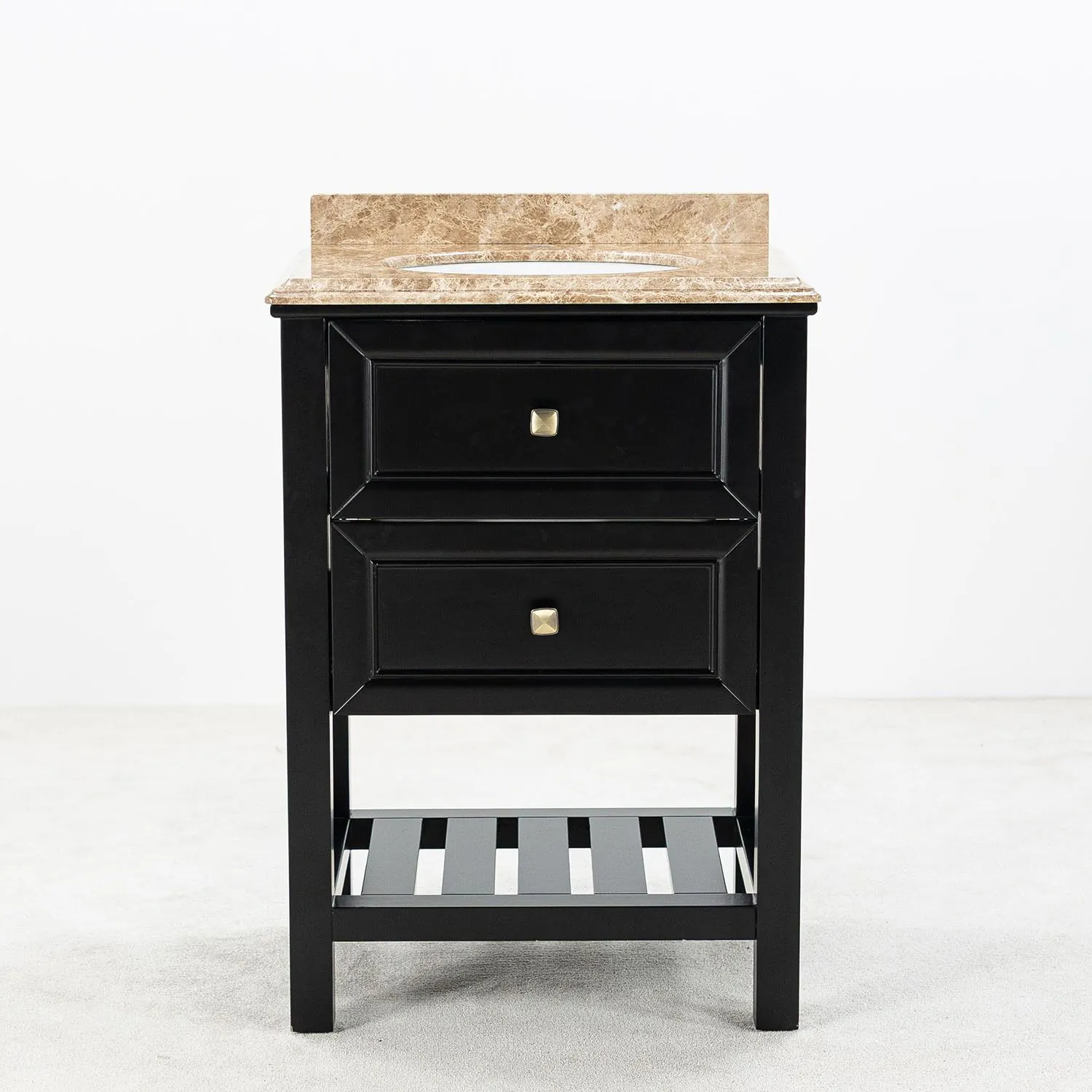 Kommod Badrum 60cm Svart Utah - Beige Marmor