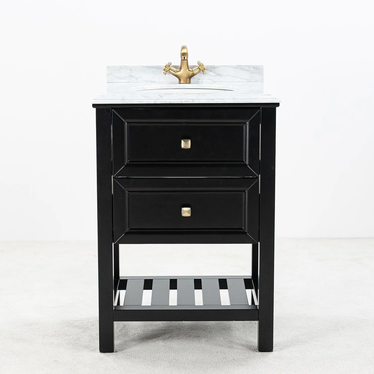 Kommod Badrum 60cm Svart Utah - Vit Marmor