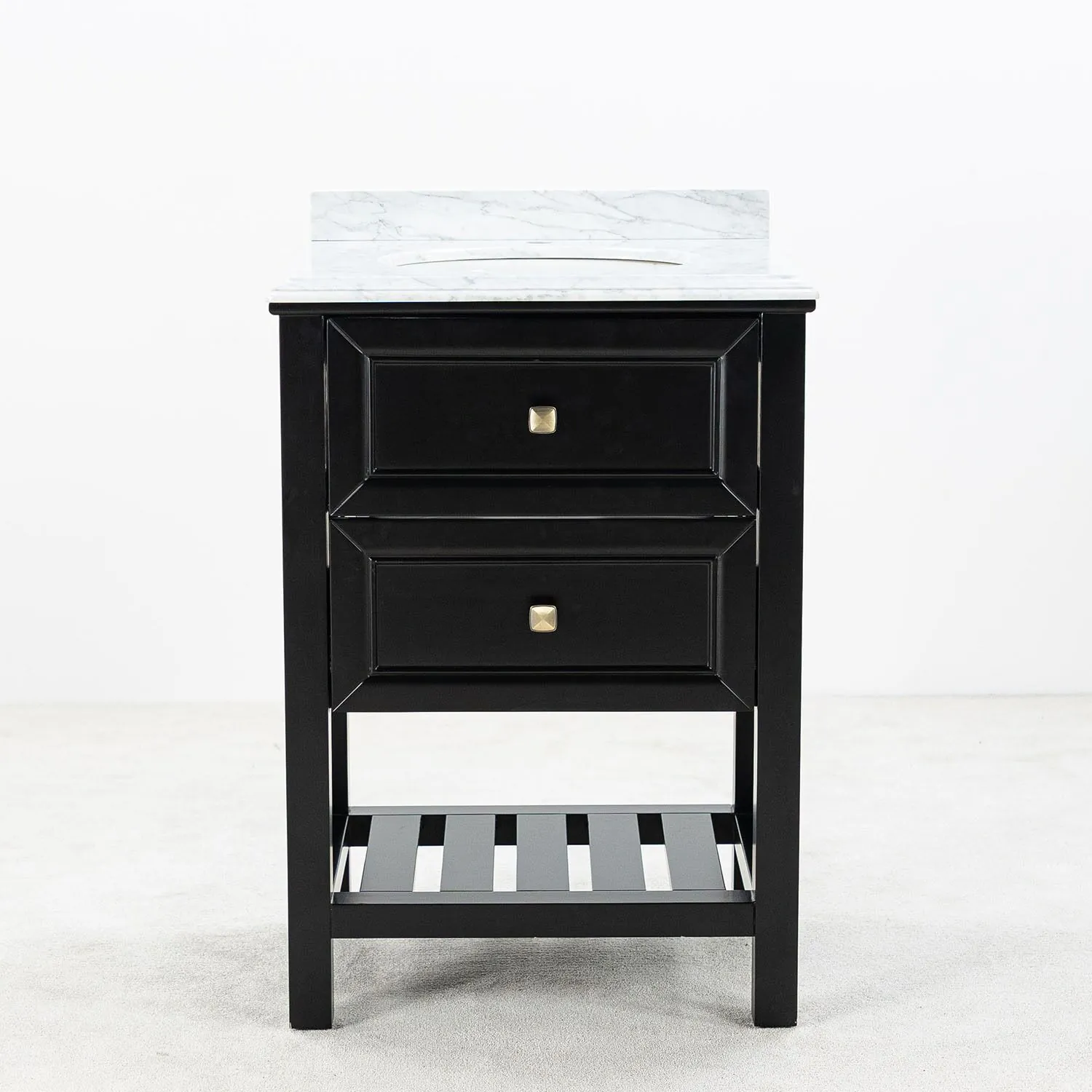 Kommod Badrum 60cm Svart Utah - Vit Marmor