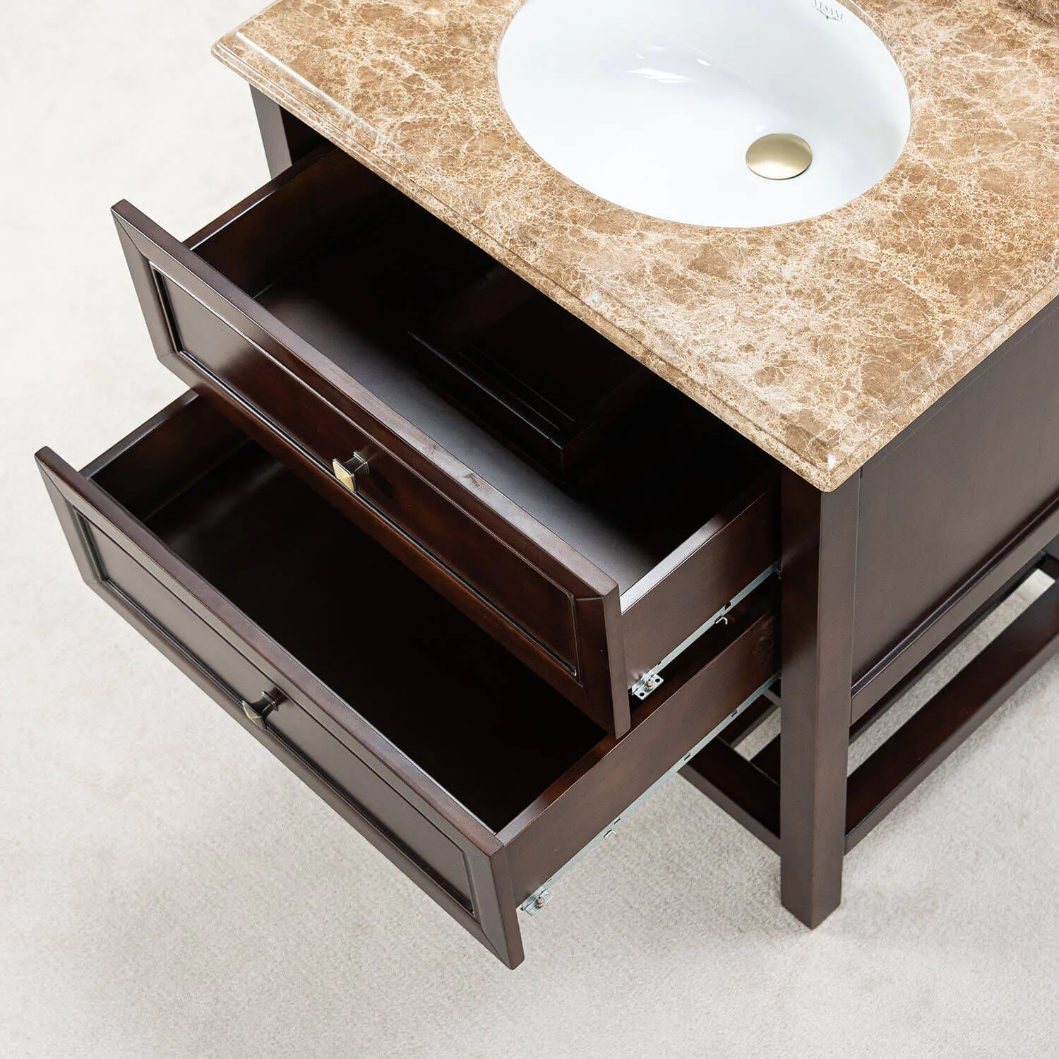 Kommod Badrum 80cm Brun Utah - Beige Marmor