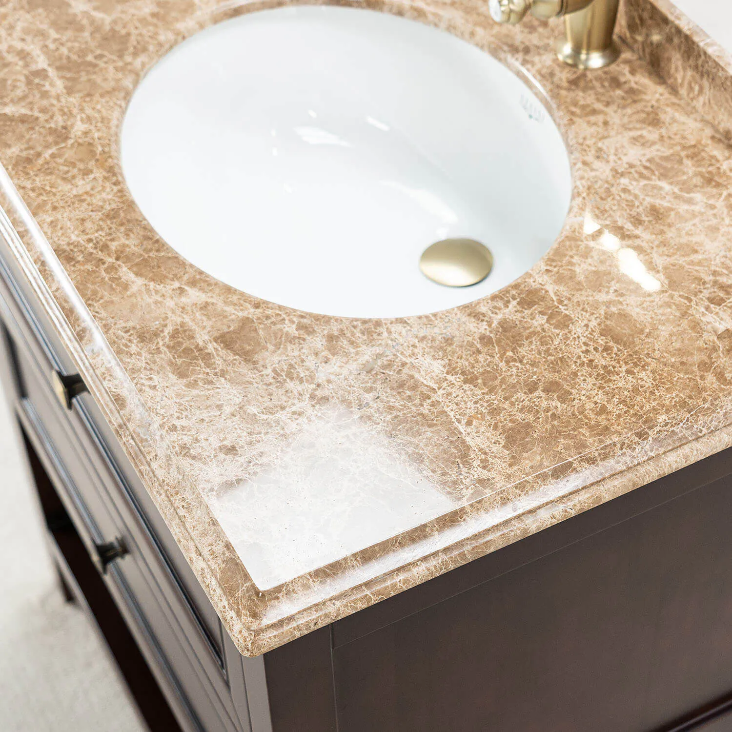 Kommod Badrum 80cm Brun Utah - Beige Marmor