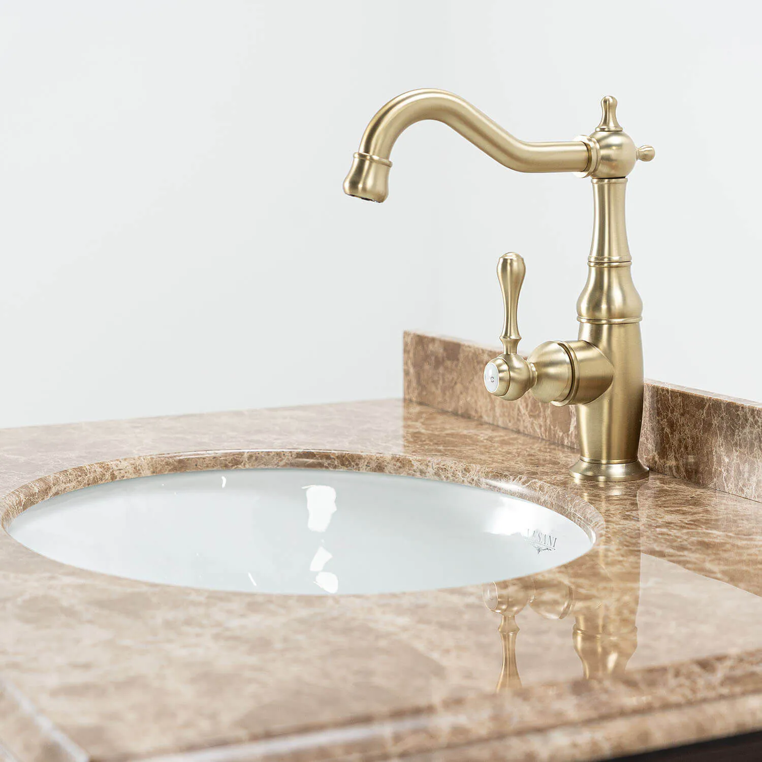 Kommod Badrum 80cm Brun Utah - Beige Marmor