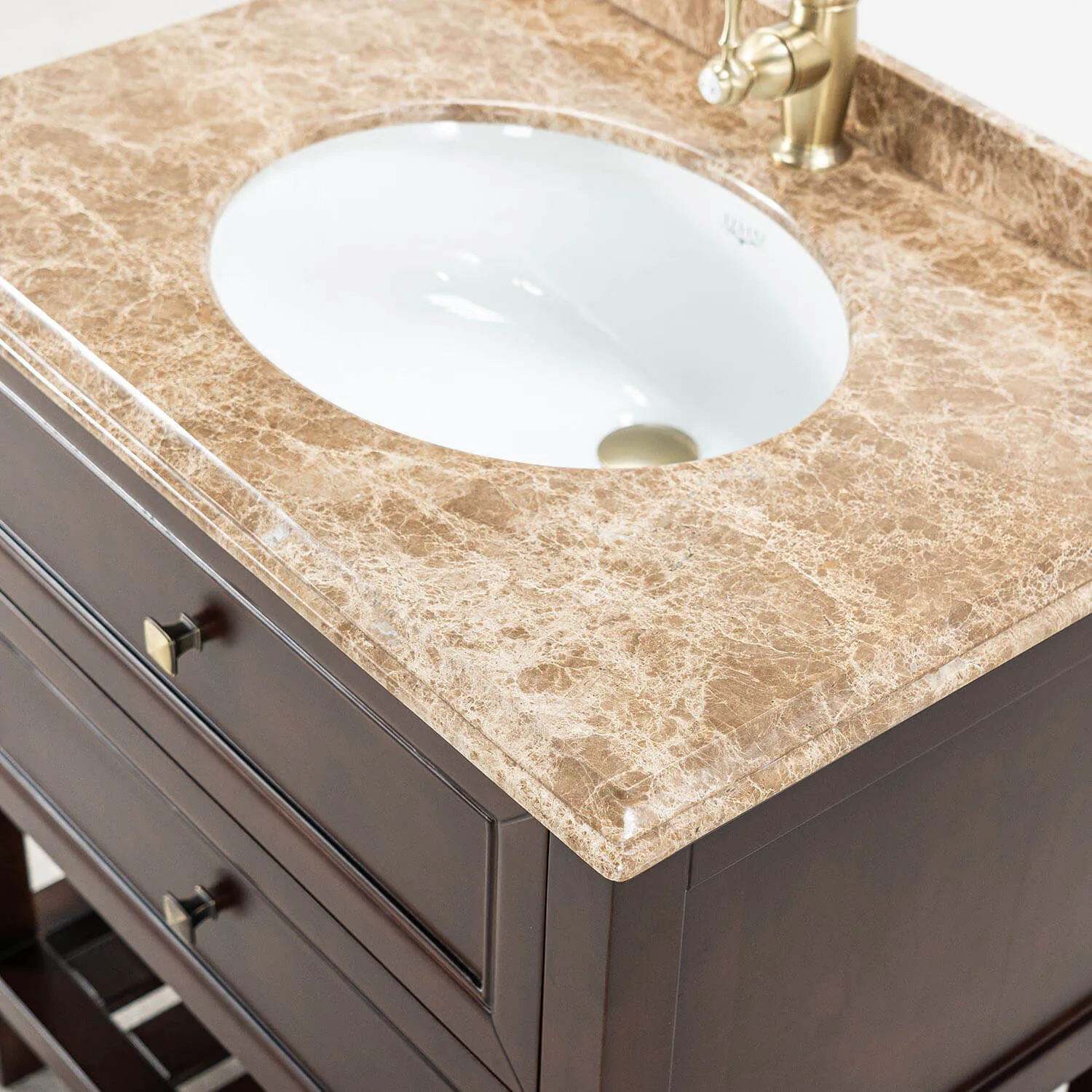 Kommod Badrum 80cm Brun Utah - Beige Marmor