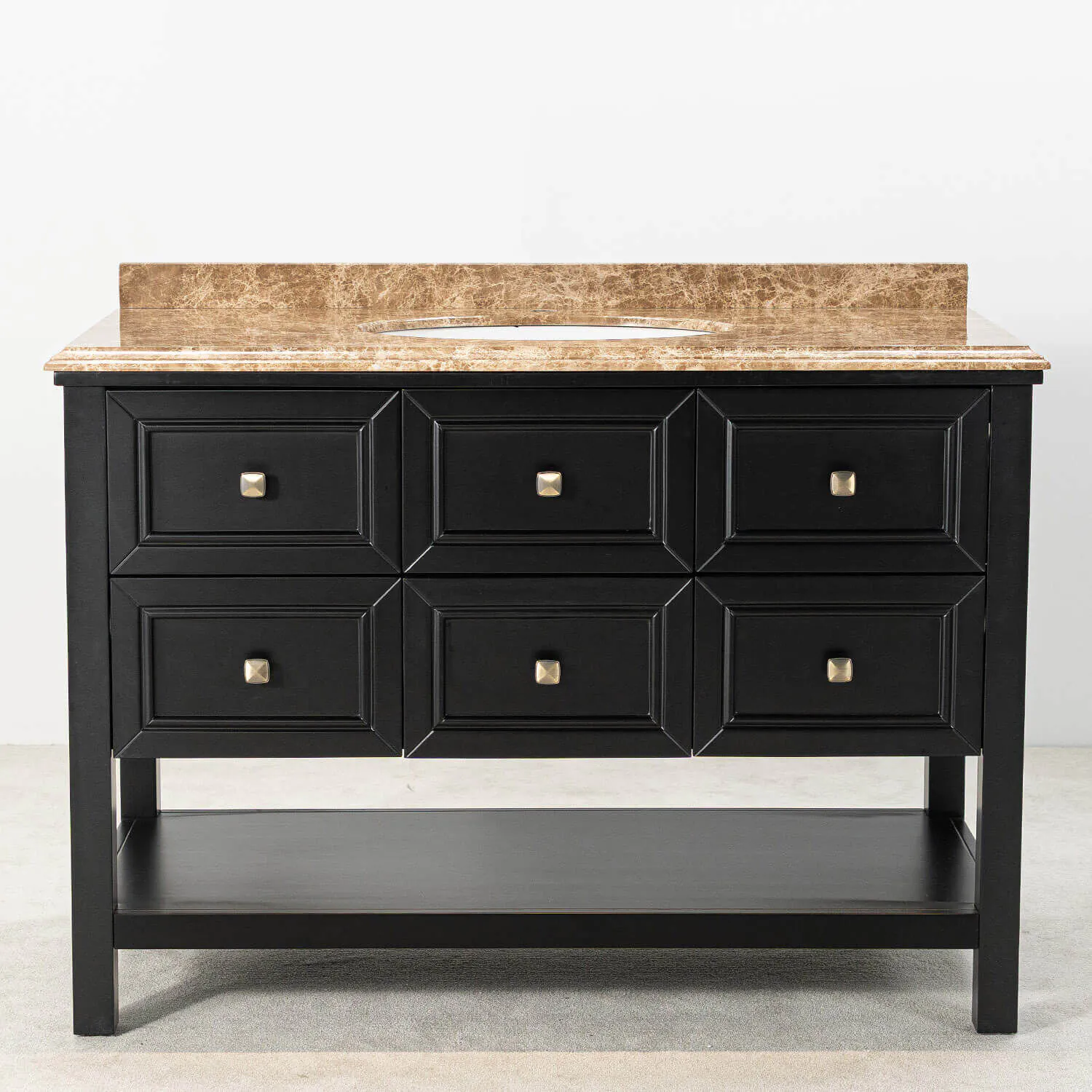 Kommod Badrum 120cm Utah Svart - Beige Marmor