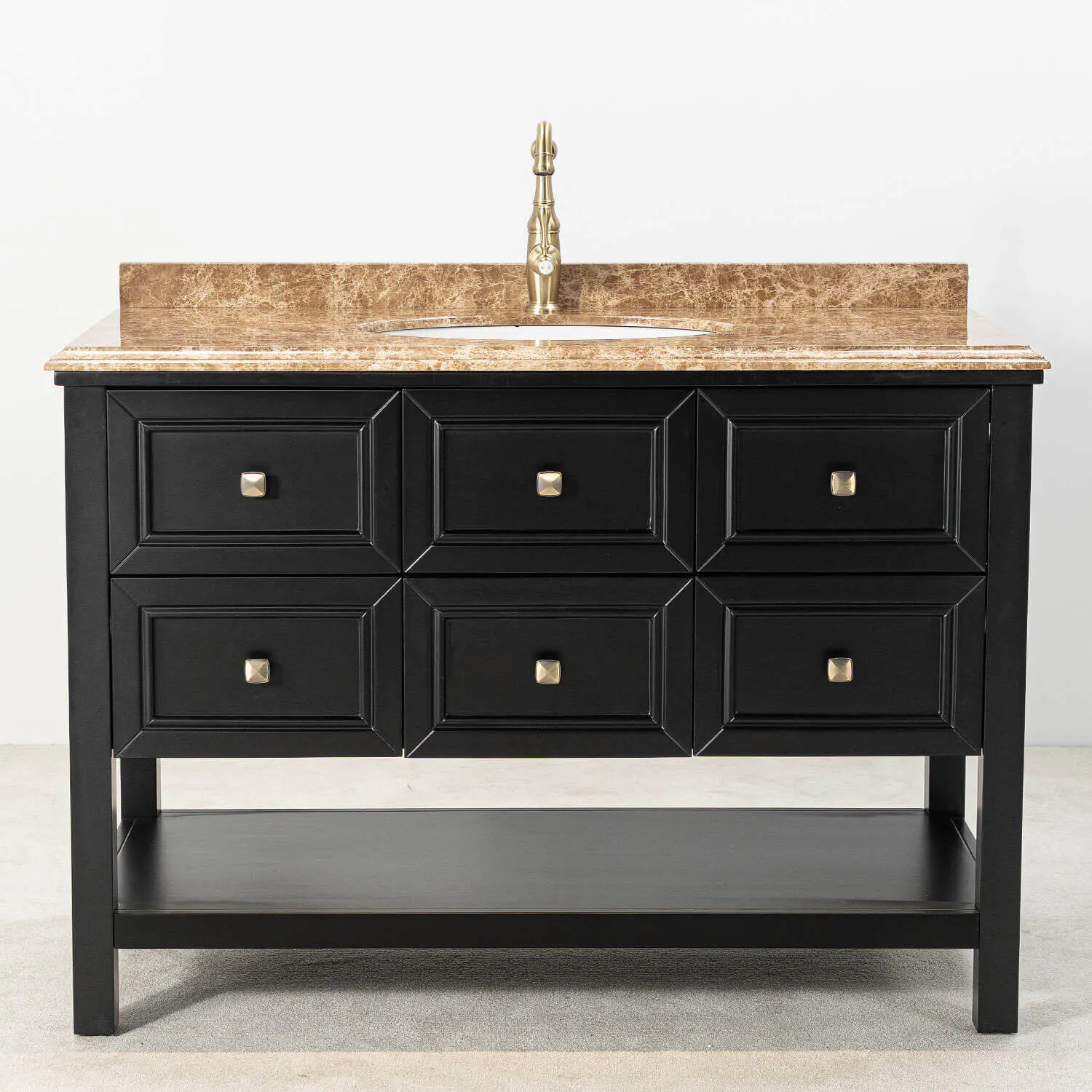 Kommod Badrum 120cm Utah Svart - Beige Marmor