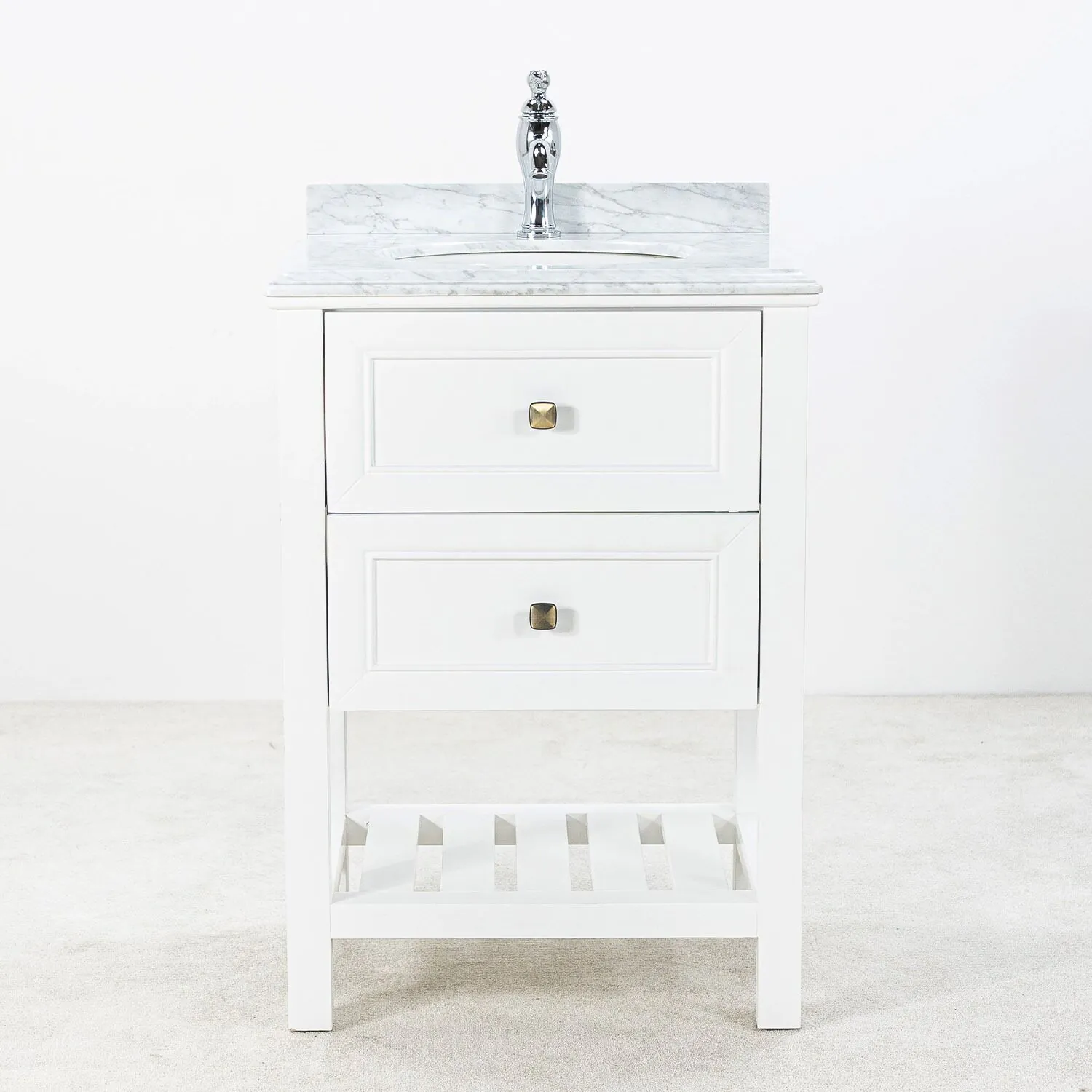 Kommod Badrum 60cm Vit Utah - Vit Marmor