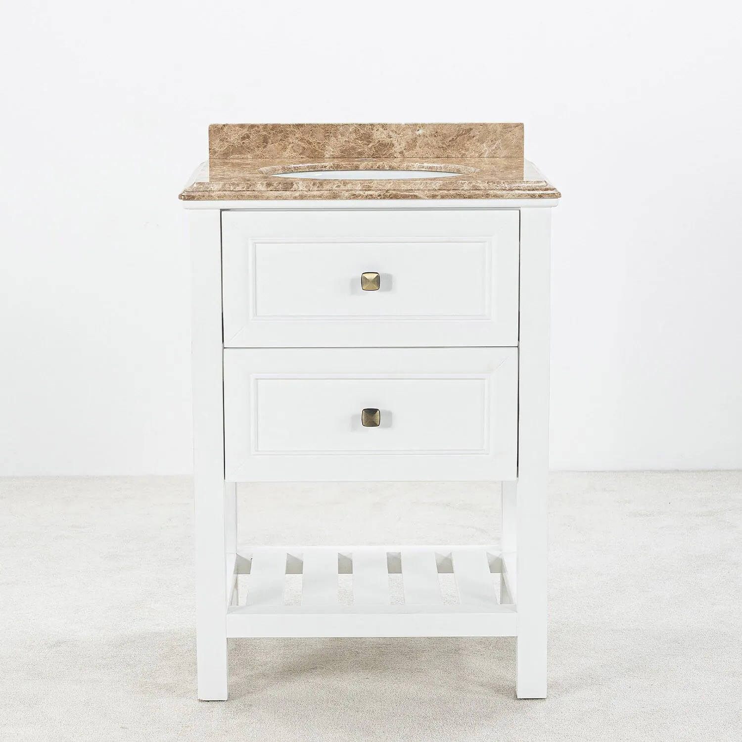 Kommod Badrum 60cm Vit Utah - Beige Marmor