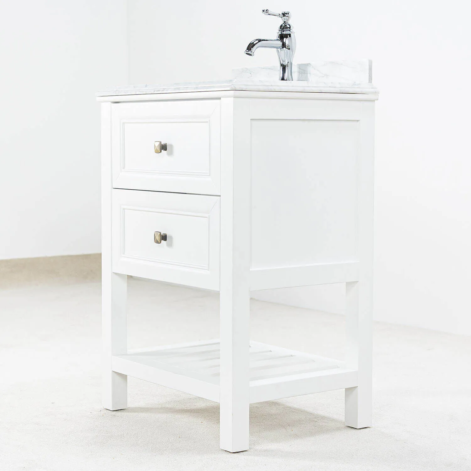 Kommod Badrum 60cm Vit Utah - Vit Marmor