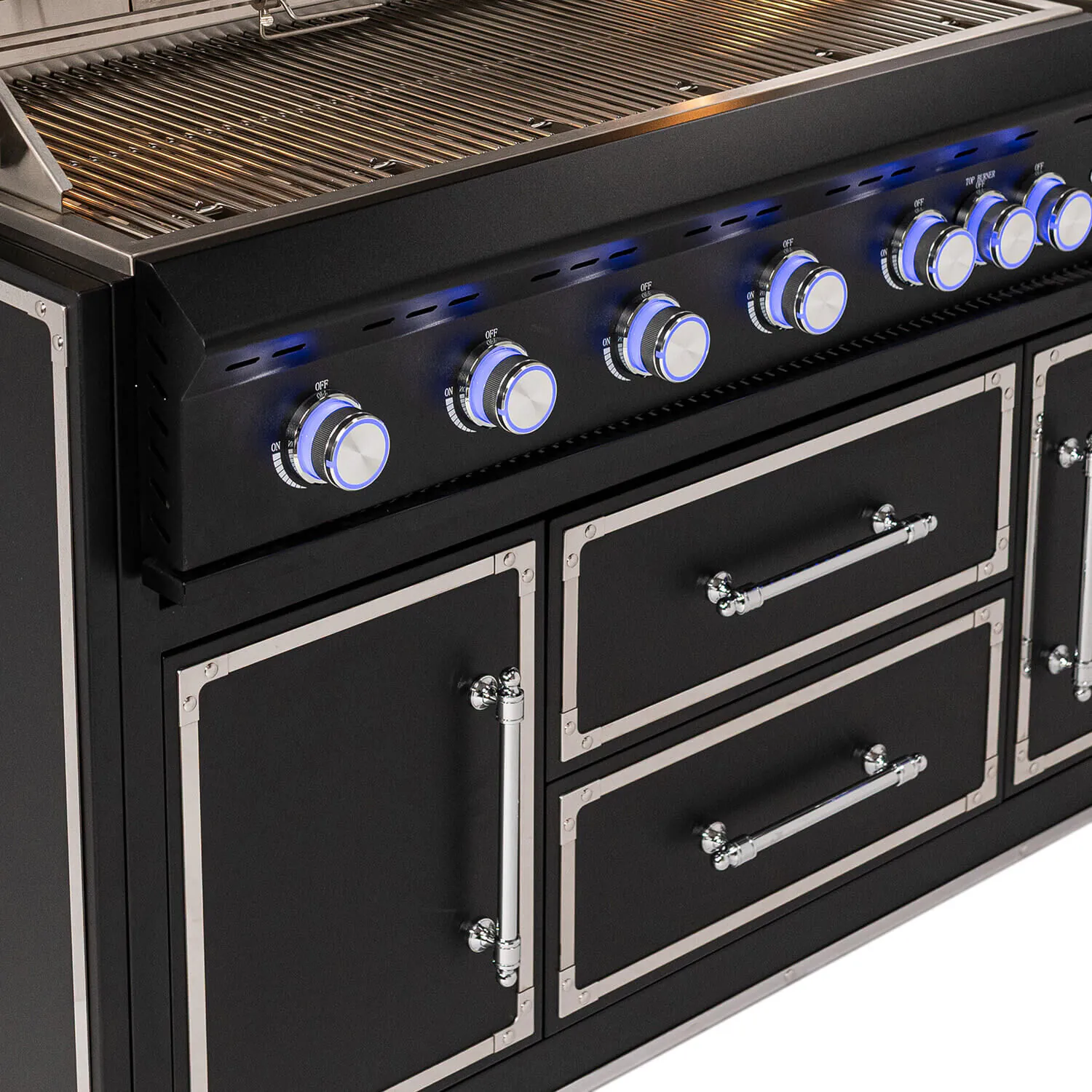 Utekök Kompakt 336cm– Svart utekök med grill, kylskåp, diskho och sidobrännare