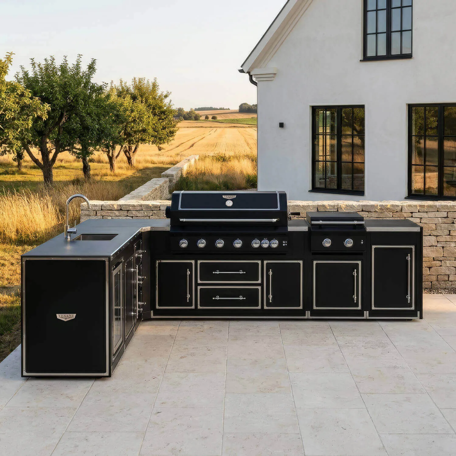 Utekök Premium 253 x 358 – svart komplett hörnutekök med full funktion och förvaring